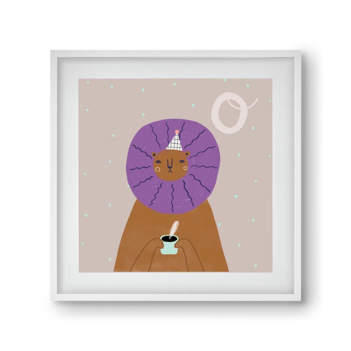 O, mint Oroszlán, 30x30 cm (20x20 cm), Fehér keret, paszpartuval