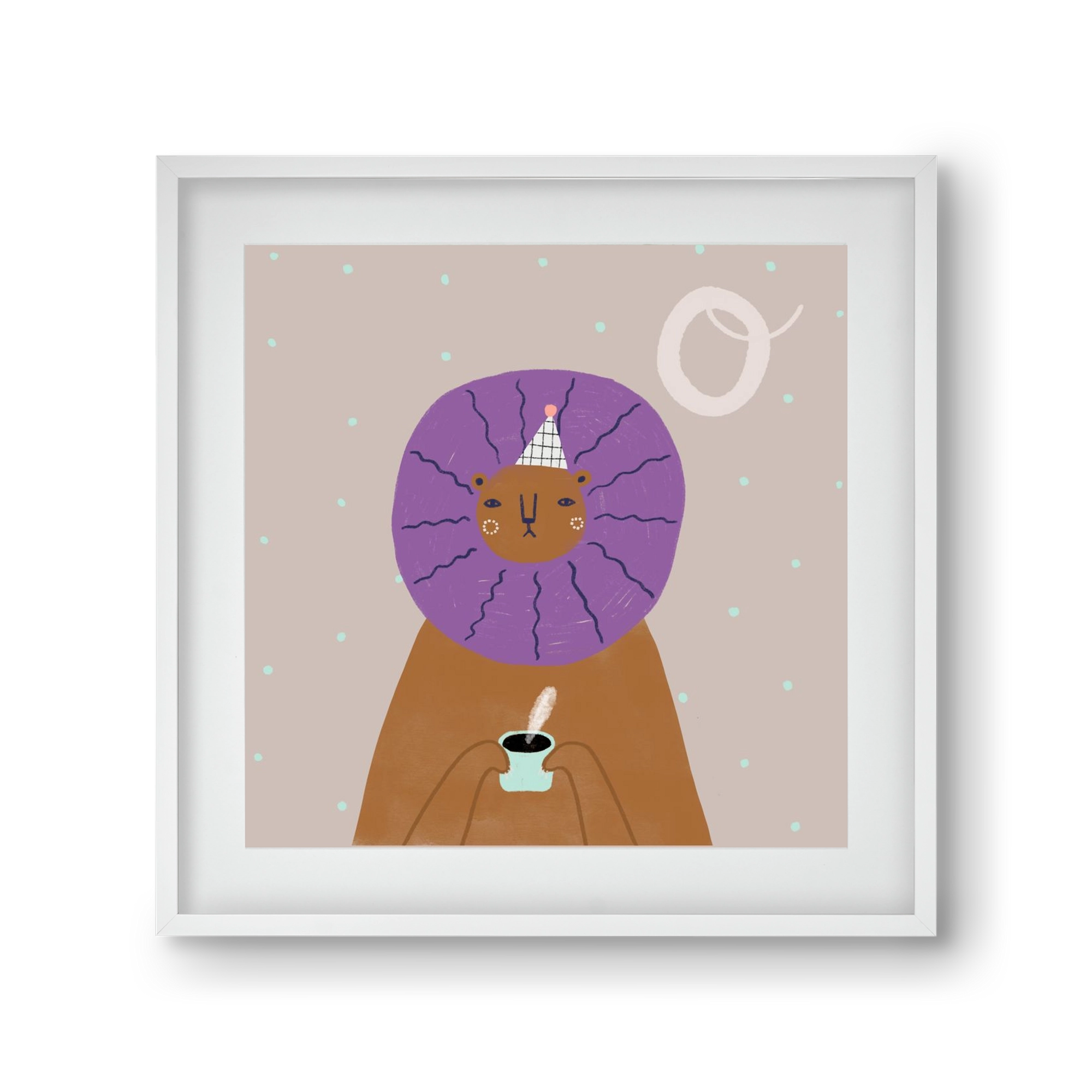 O, mint Oroszlán, 30x30 cm (20x20 cm), Fehér keret, paszpartuval