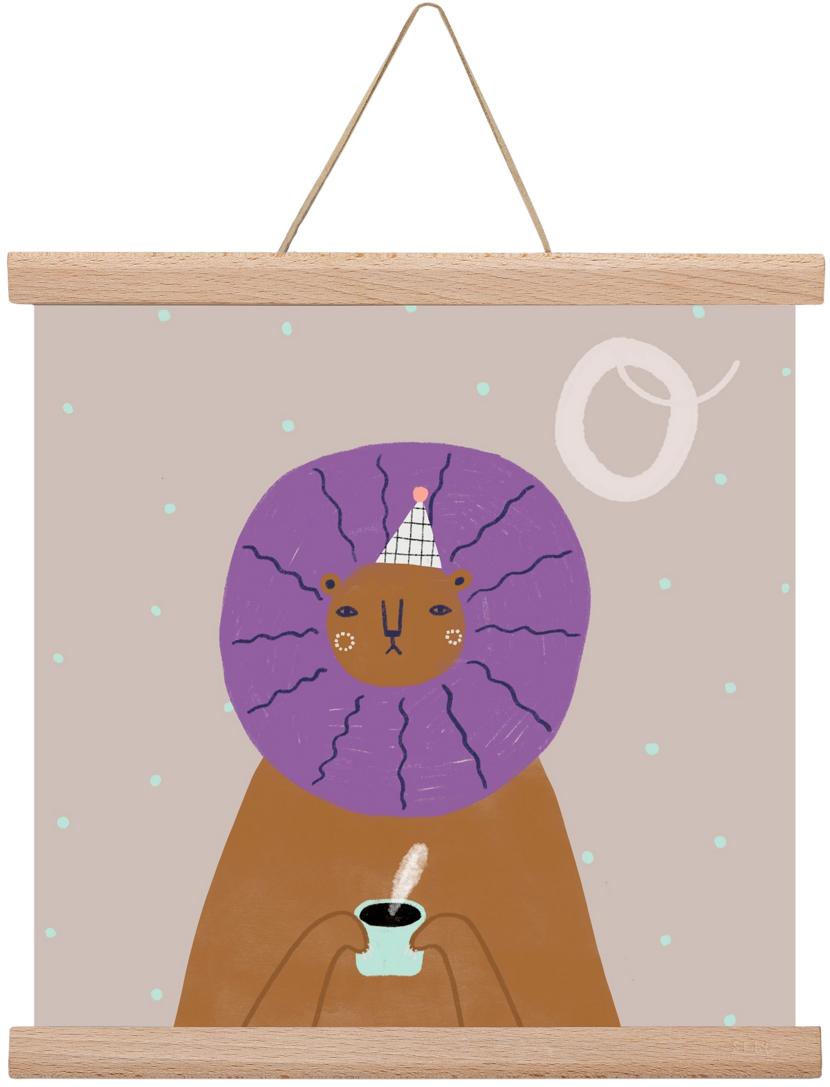 O, mint Oroszlán, 30x30 cm (30x30 cm), Tölgy akasztó