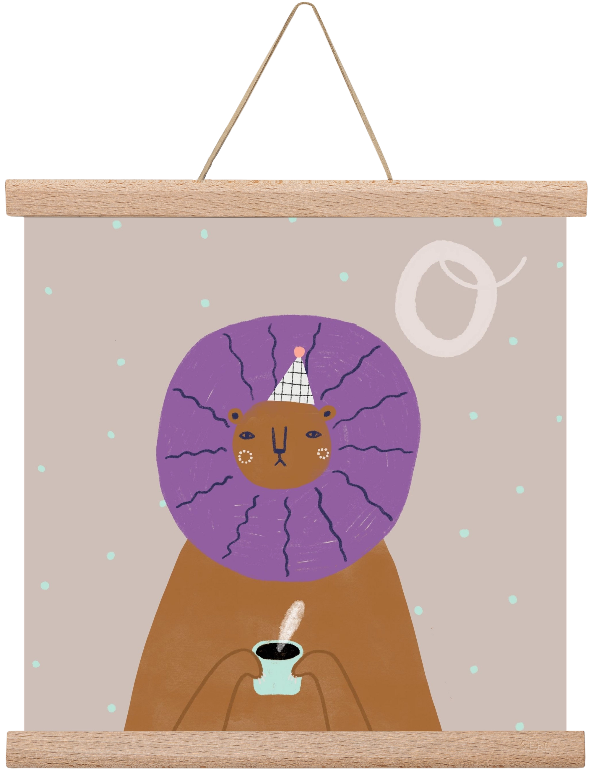 O, mint Oroszlán, 30x30 cm (30x30 cm), Tölgy akasztó