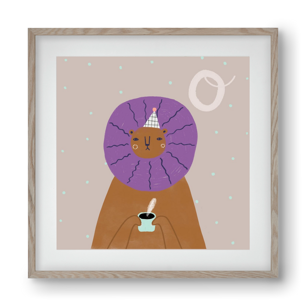 O, mint Oroszlán, 40x40 cm (30x30 cm), Tölgy keret, paszpartuval