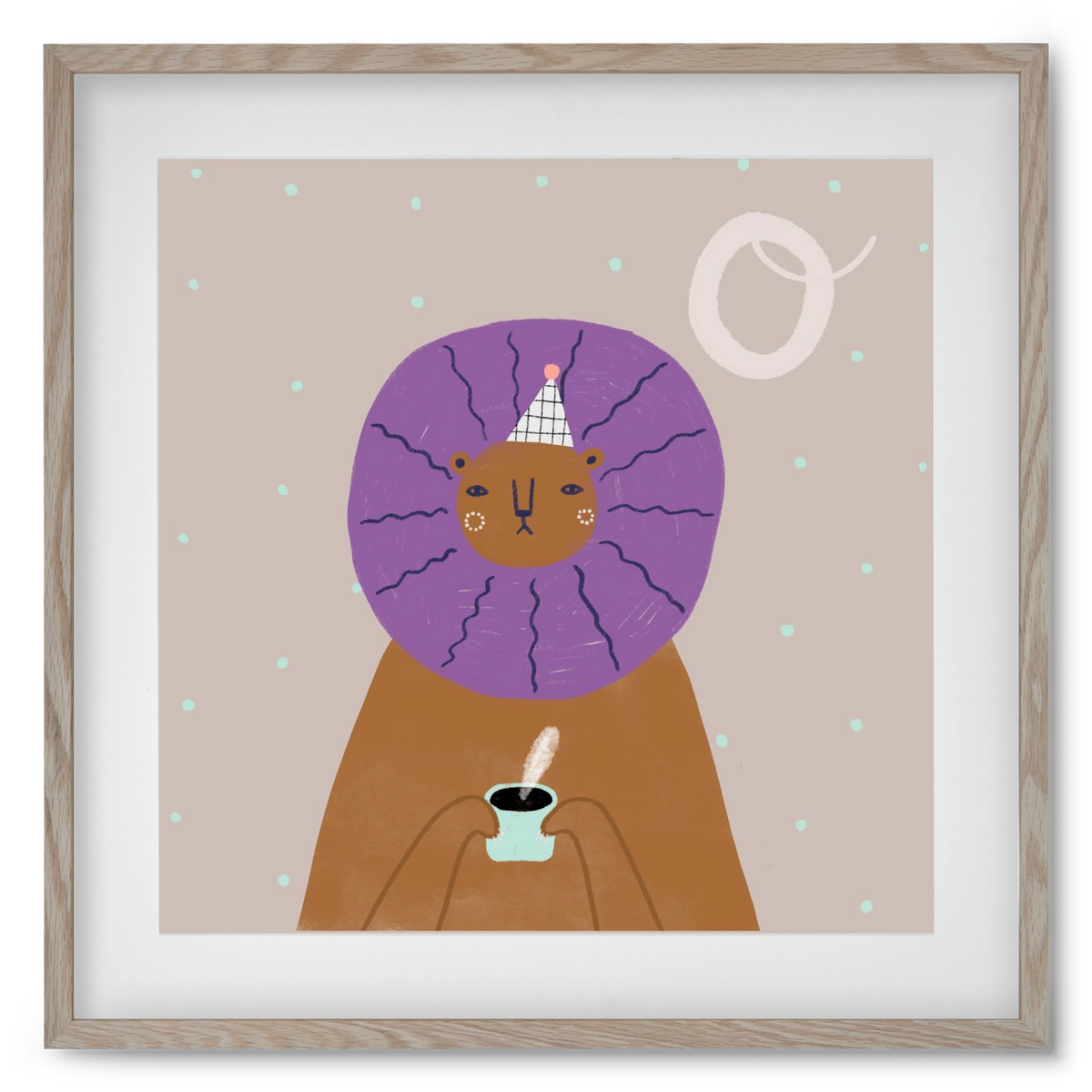 O, mint Oroszlán, 50x50 cm (40x40 cm), Tölgy keret, paszpartuval