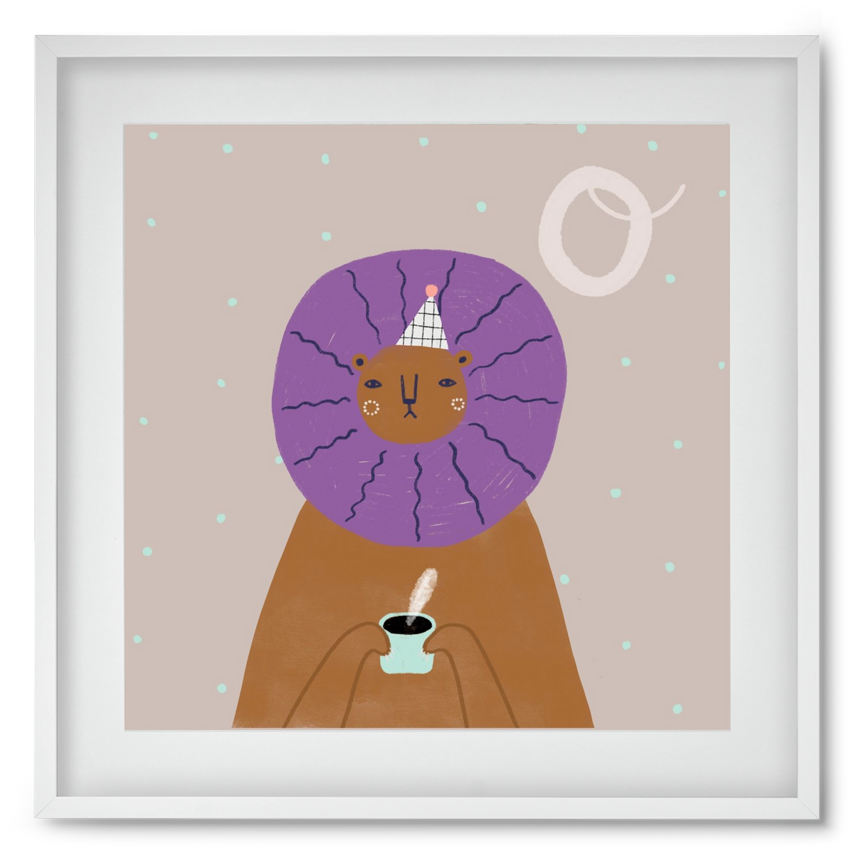 O, mint Oroszlán, 50x50 cm (40x40 cm), Fehér keret, paszpartuval