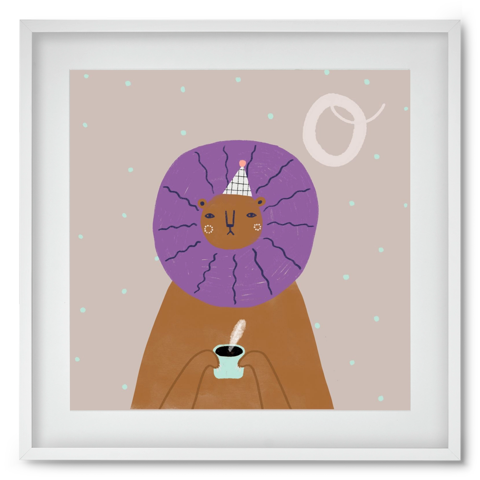 O, mint Oroszlán, 50x50 cm (40x40 cm), Fehér keret, paszpartuval