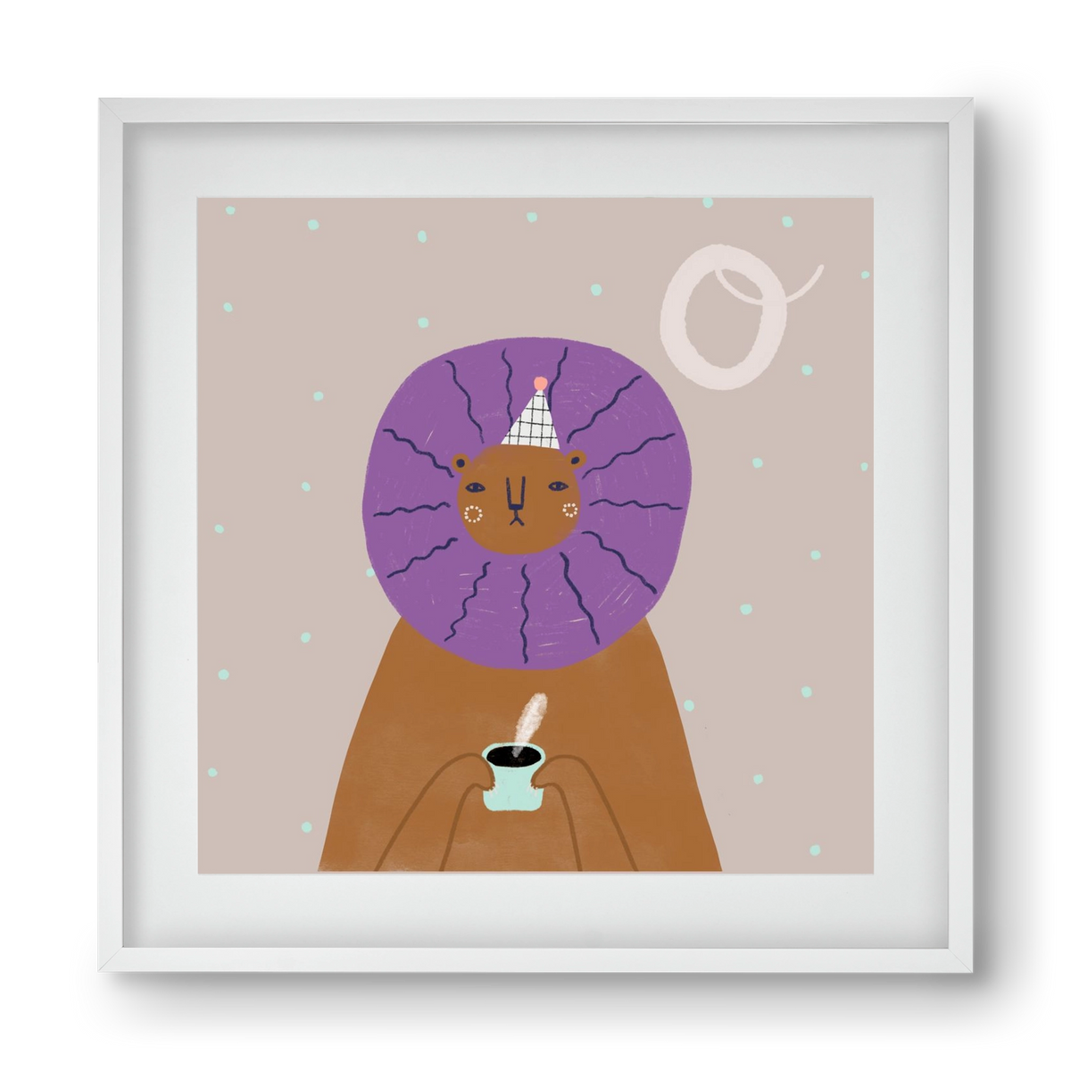 O, mint Oroszlán, 40x40 cm (30x30 cm), Fehér keret, paszpartuval