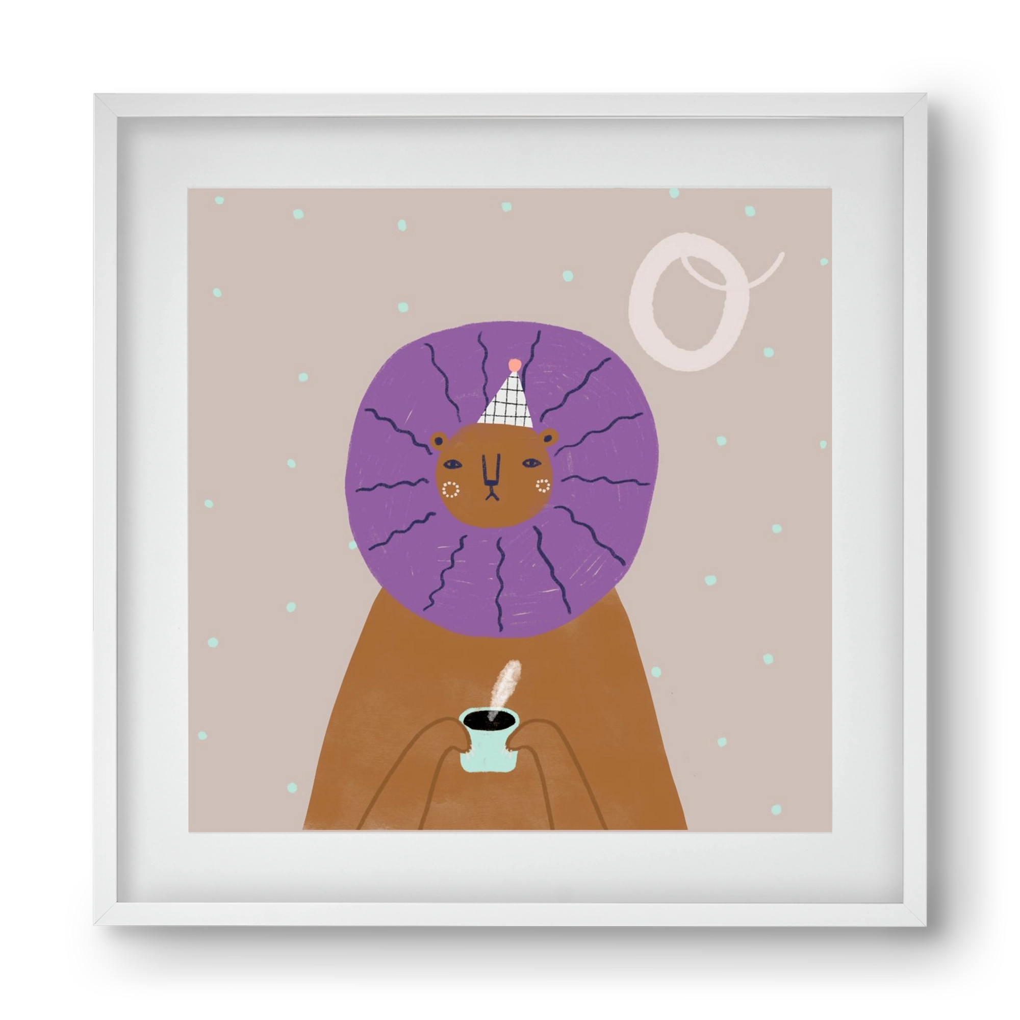 O, mint Oroszlán, 40x40 cm (30x30 cm), Fehér keret, paszpartuval