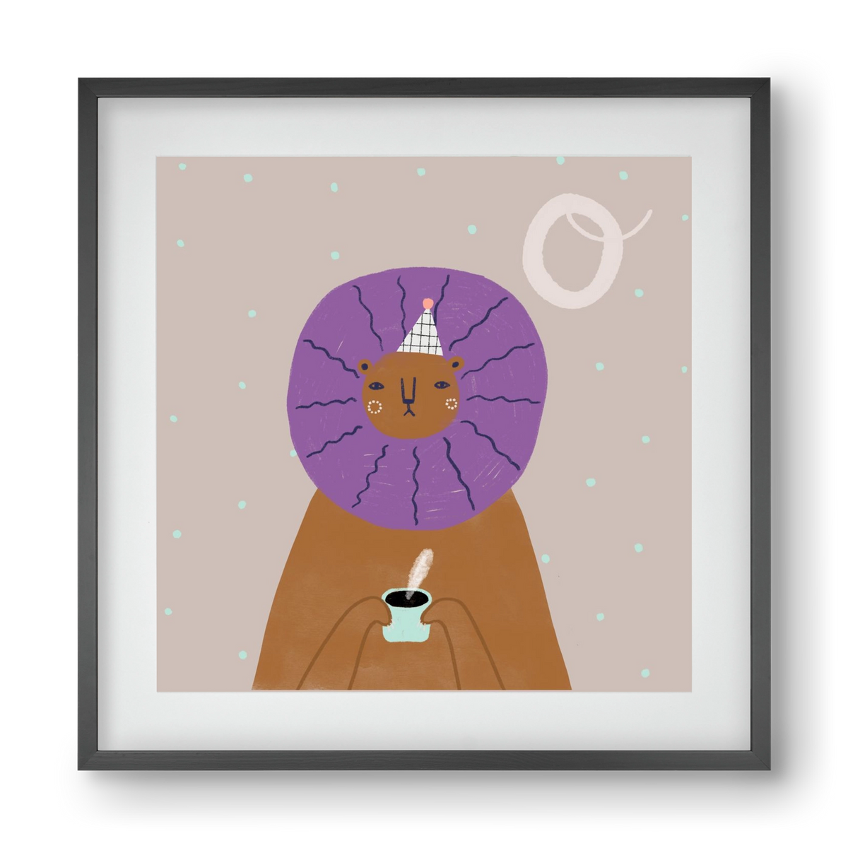 O, mint Oroszlán, 40x40 cm (30x30 cm), Fekete keret, paszpartuval