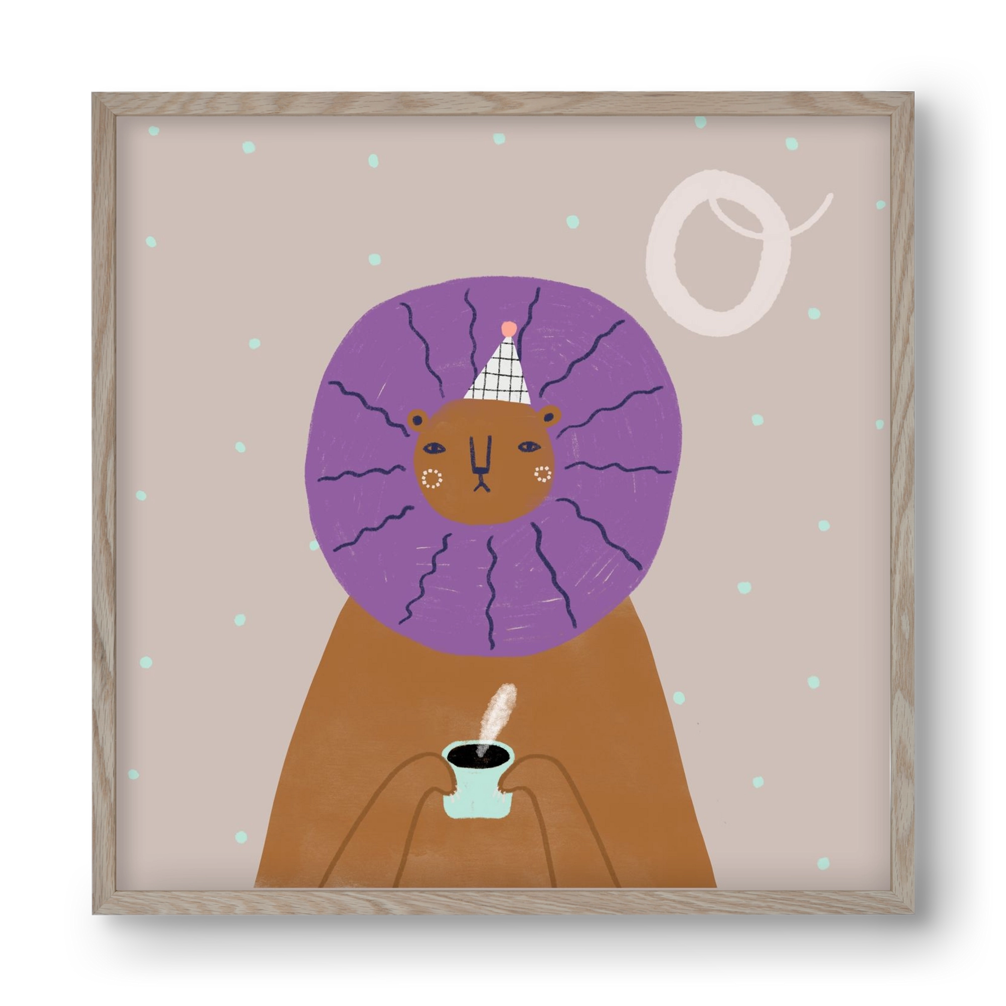 O, mint Oroszlán, 40x40 cm (40x40 cm), Tölgy keret