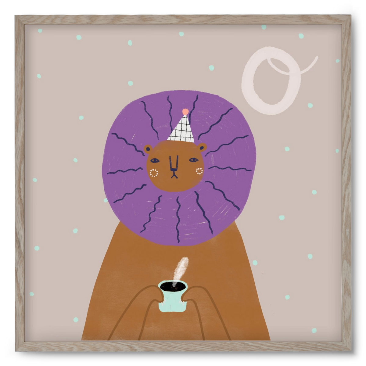 O, mint Oroszlán, 50x50 cm (50x50 cm), Tölgy keret