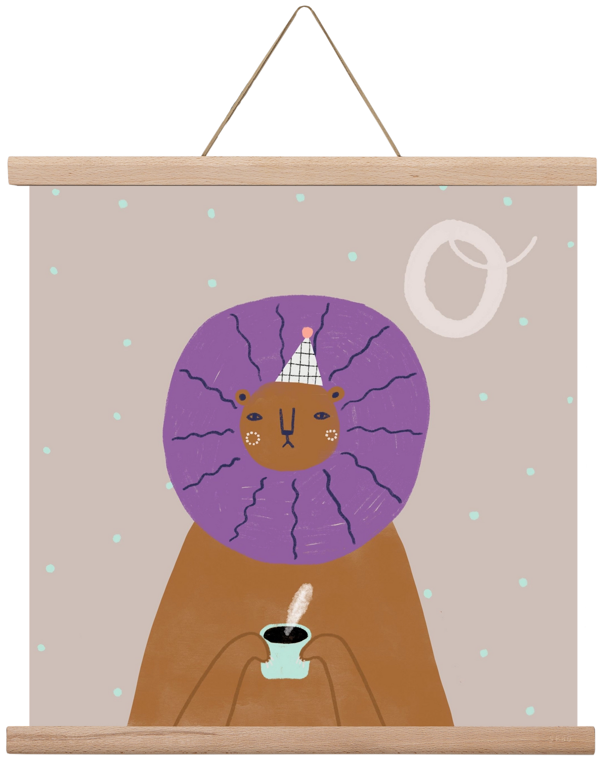 O, mint Oroszlán, 40x40 cm (40x40 cm), Tölgy akasztó