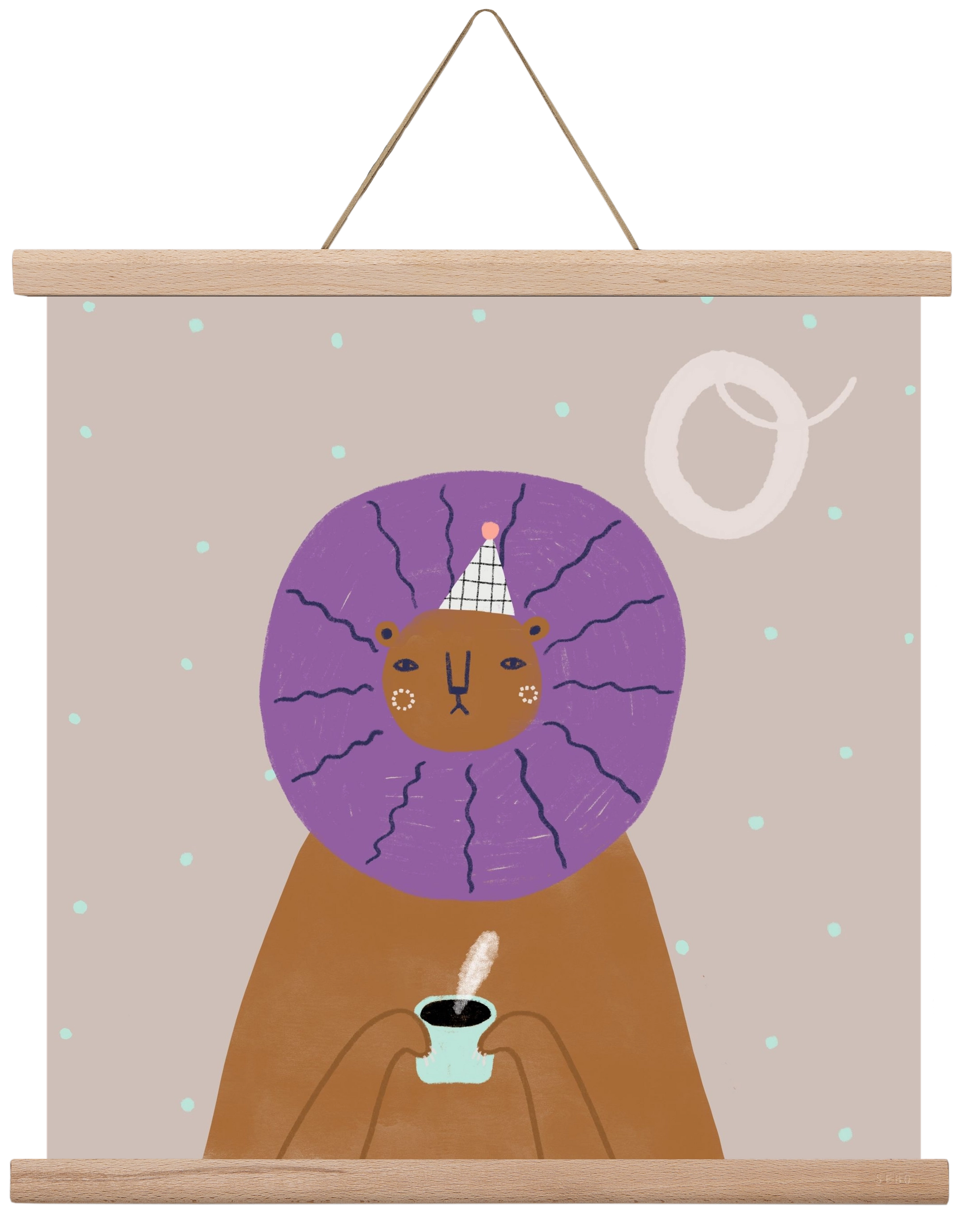 O, mint Oroszlán, 40x40 cm (40x40 cm), Tölgy akasztó