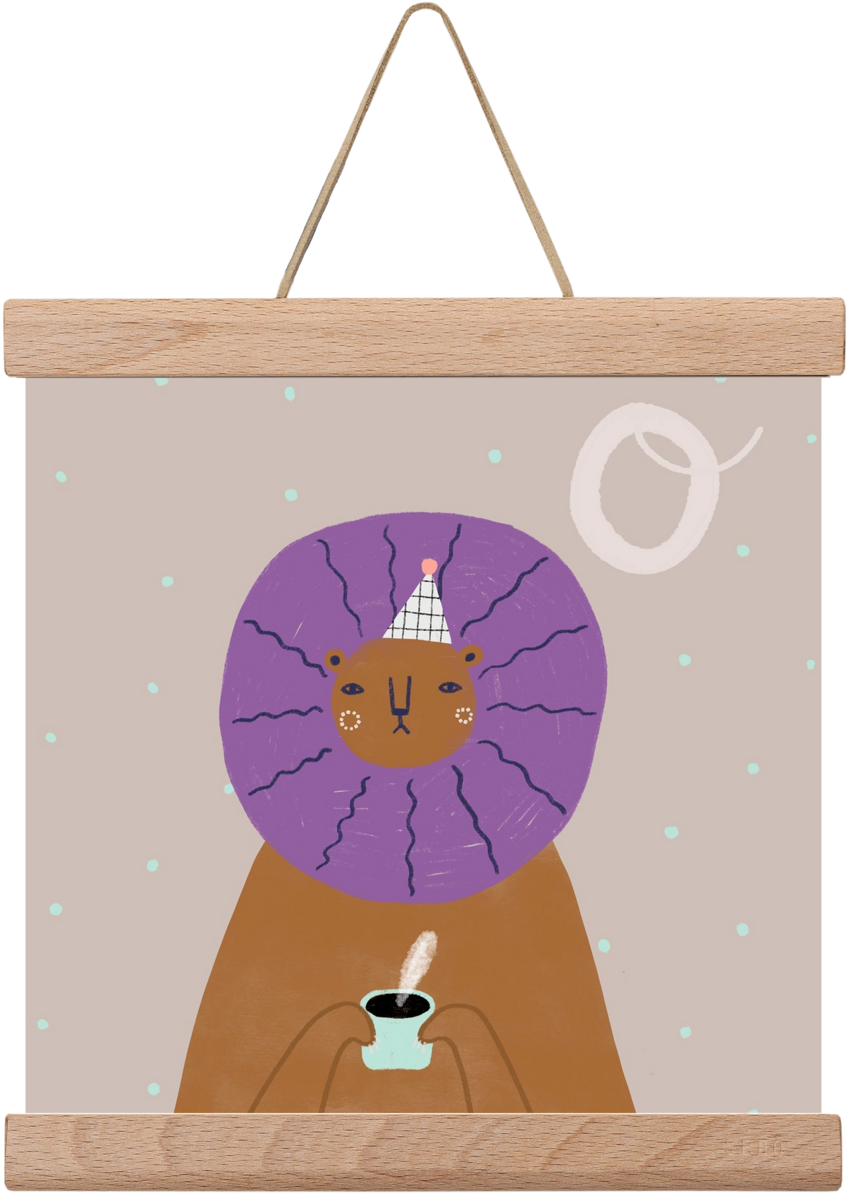 O, mint Oroszlán, 20x20 cm (20x20 cm), Tölgy akasztó