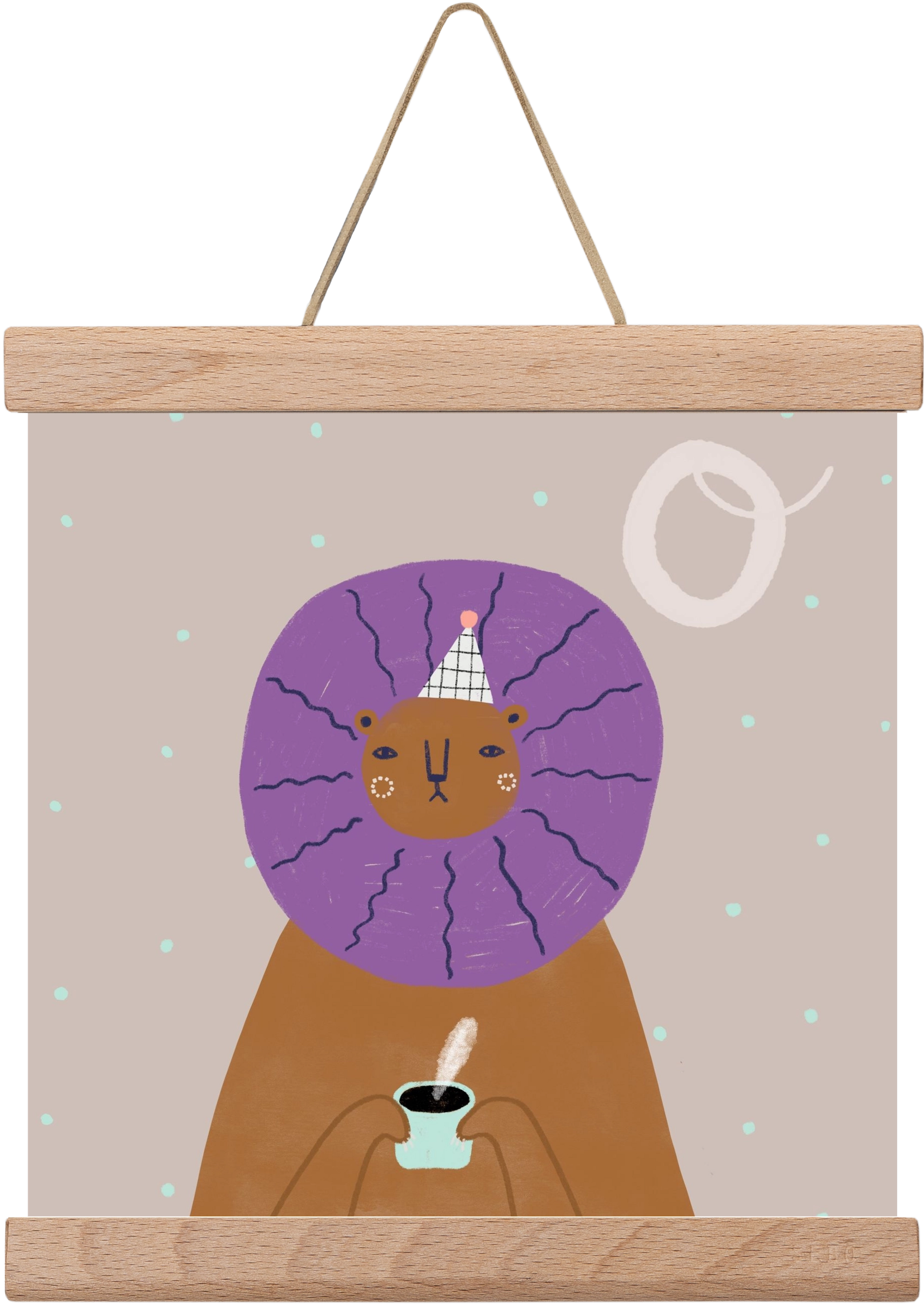 O, mint Oroszlán, 20x20 cm (20x20 cm), Tölgy akasztó