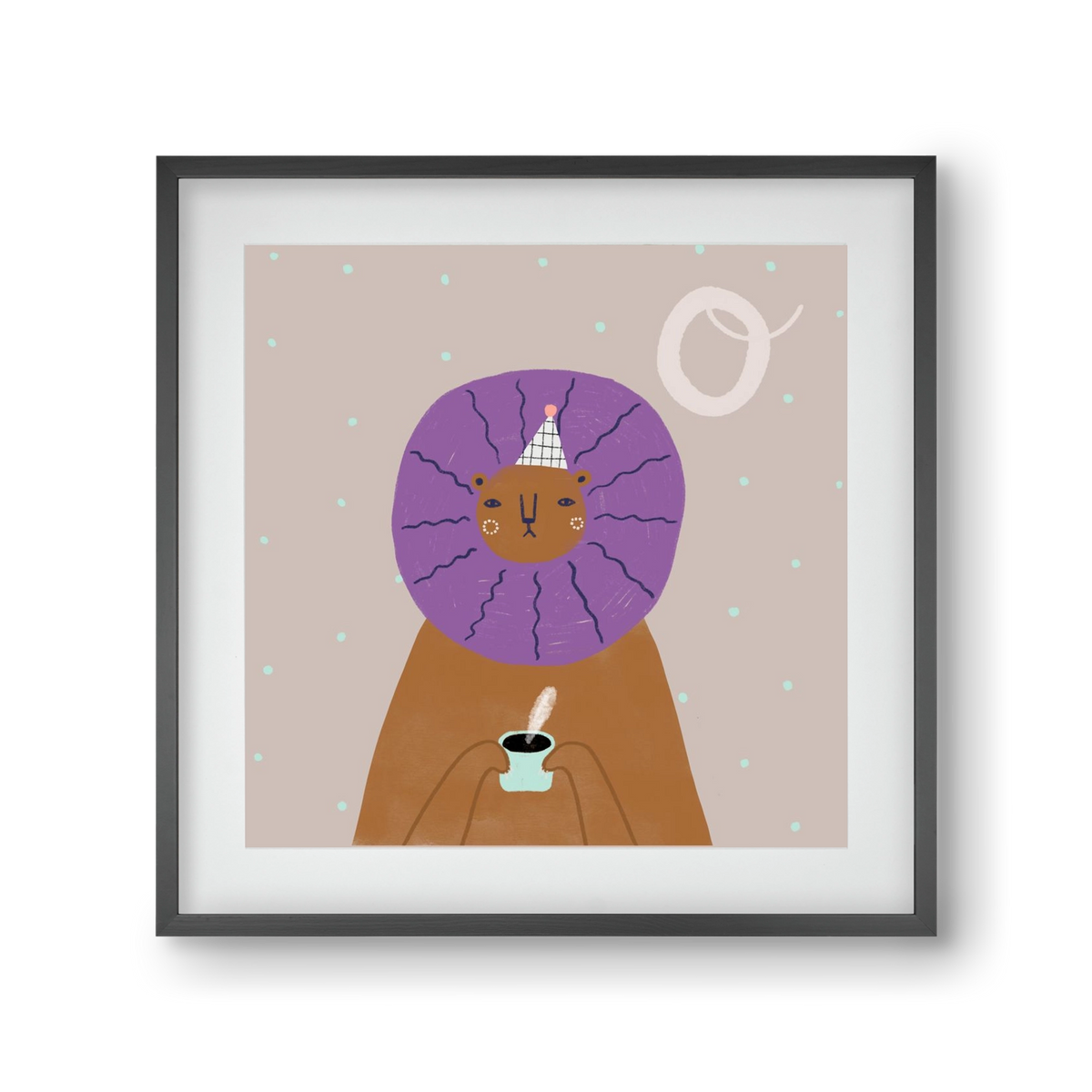 O, mint Oroszlán, 30x30 cm (20x20 cm), Fekete keret, paszpartuval