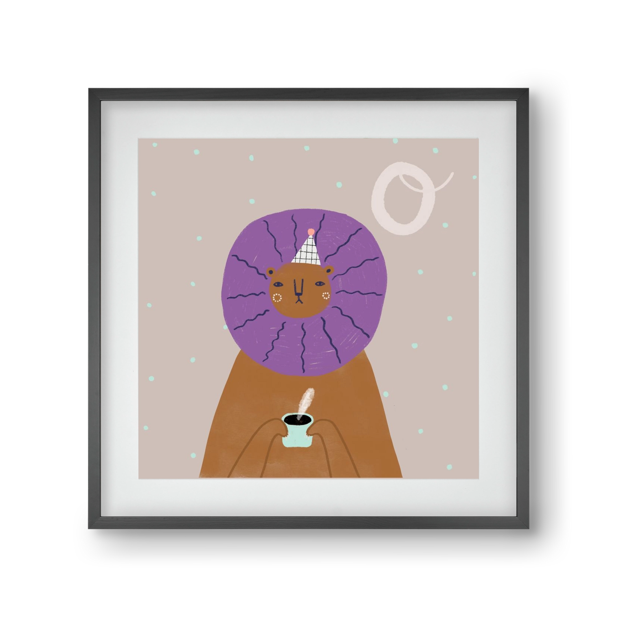 O, mint Oroszlán, 30x30 cm (20x20 cm), Fekete keret, paszpartuval