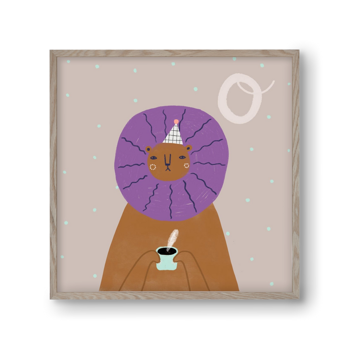 O, mint Oroszlán, 30x30 cm (30x30 cm), Tölgy keret