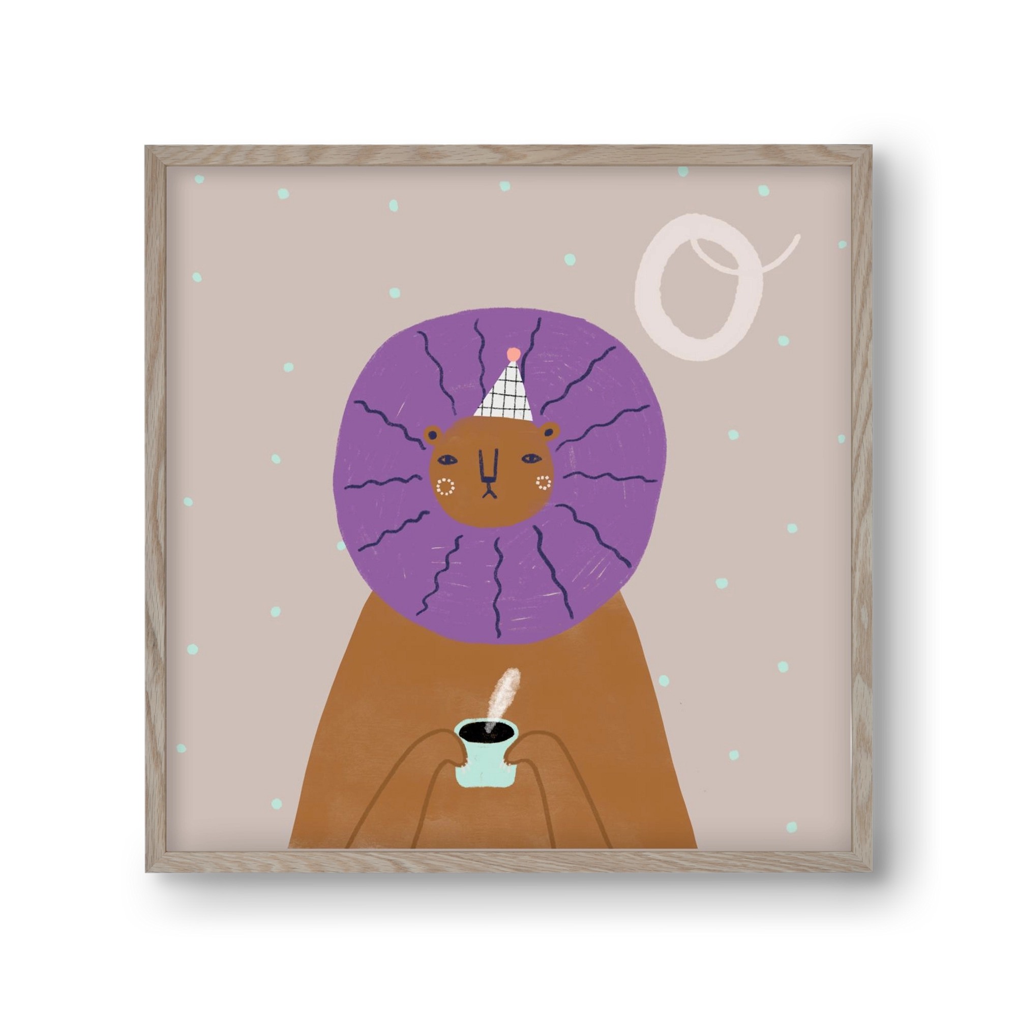 O, mint Oroszlán, 30x30 cm (30x30 cm), Tölgy keret