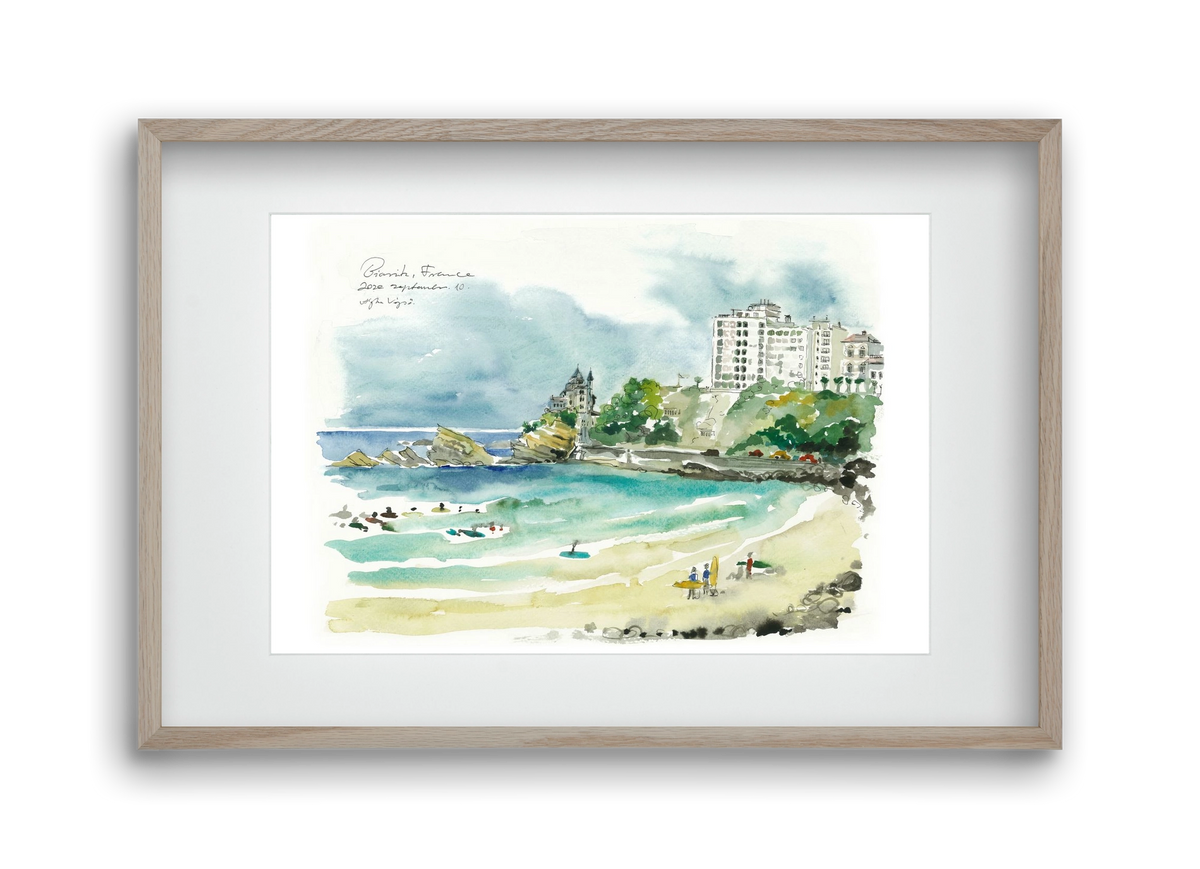 BIARRITZ - 2020.09.10, 45x30 cm (30x20 cm), Tölgy keret, paszpartuval
