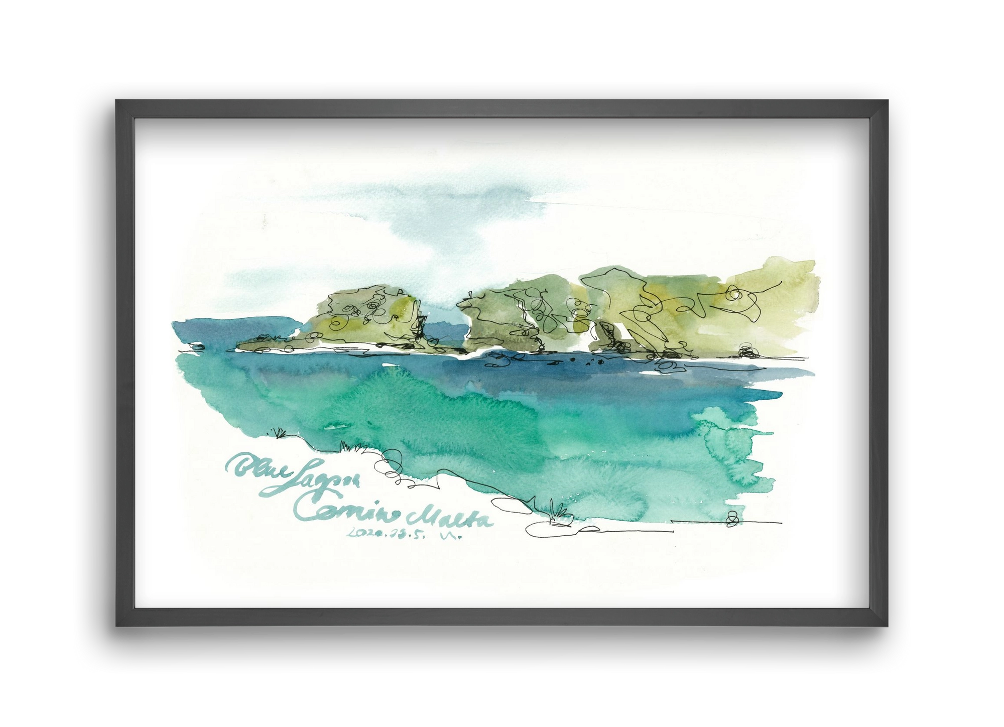 BLUE LAGOON - Comino, Malta - 2020.03.05., 45x30 cm (45x30 cm), Fekete keret