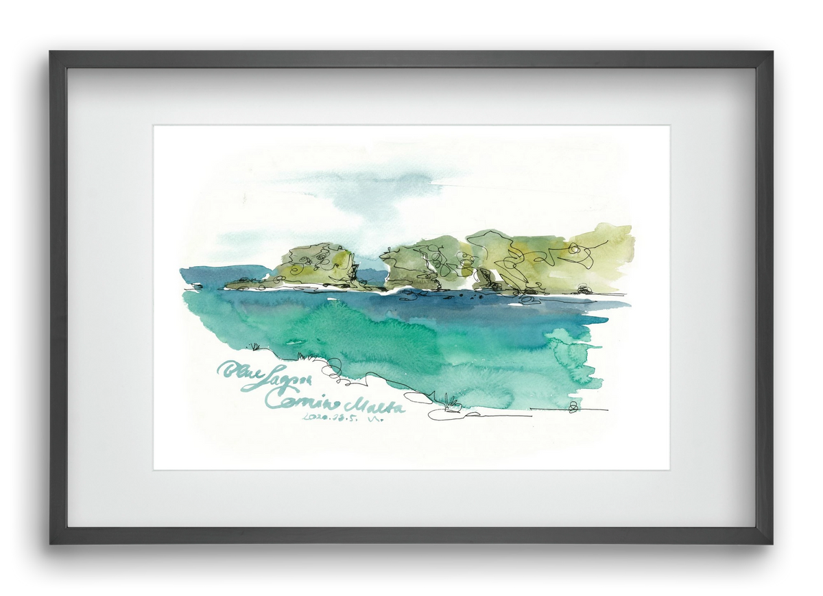 BLUE LAGOON - Comino, Malta - 2020.03.05., 60x40 cm (45x30 cm), Fekete keret, paszpartuval