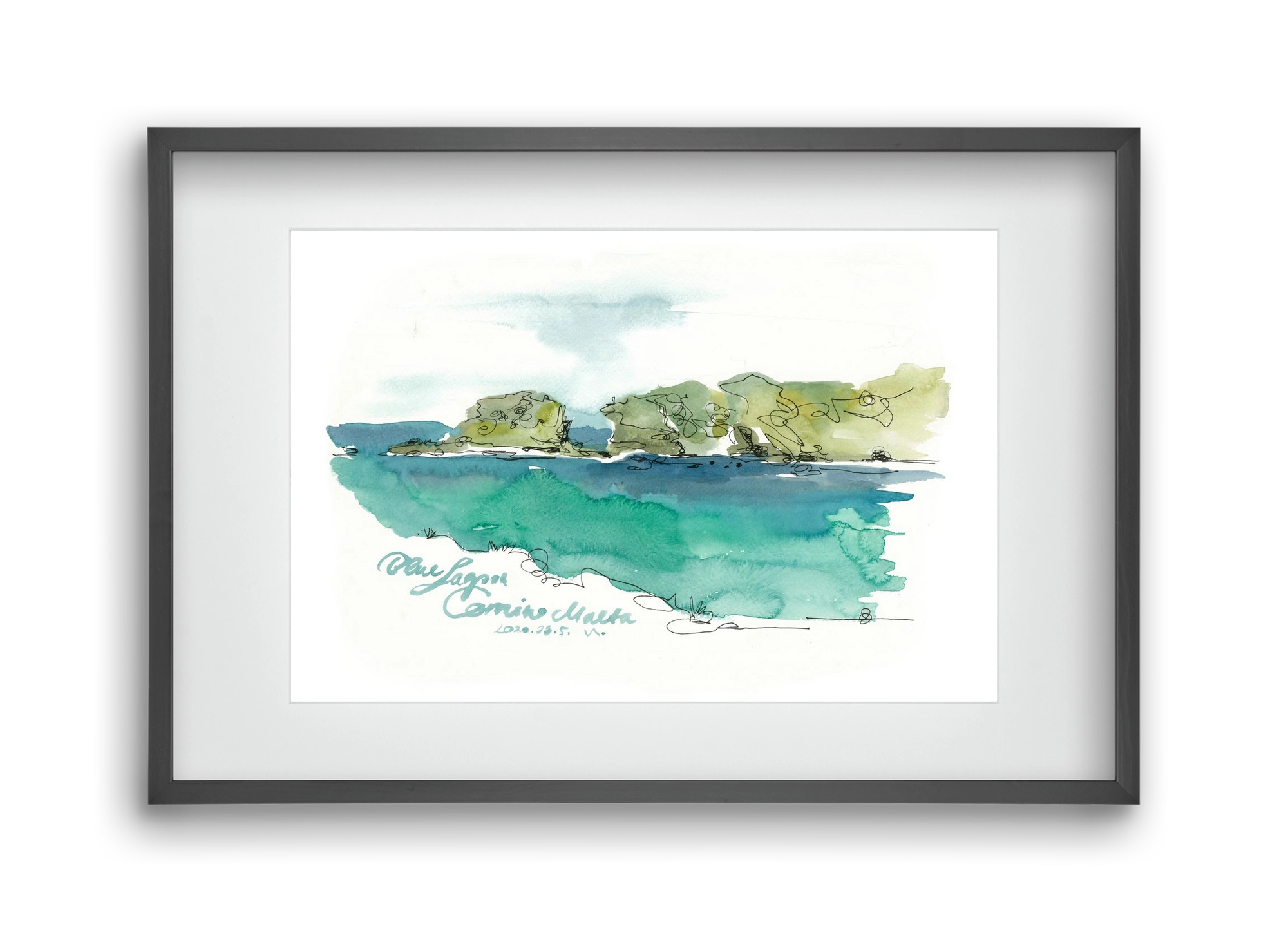BLUE LAGOON - Comino, Malta - 2020.03.05., 45x30 cm (30x20 cm), Fekete keret, paszpartuval