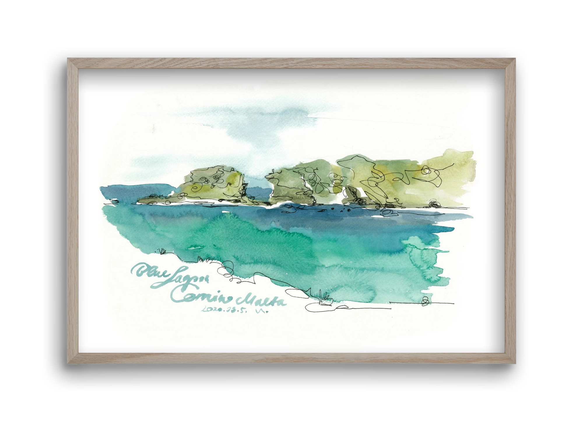 BLUE LAGOON - Comino, Malta - 2020.03.05., 45x30 cm (45x30 cm), Tölgy keret
