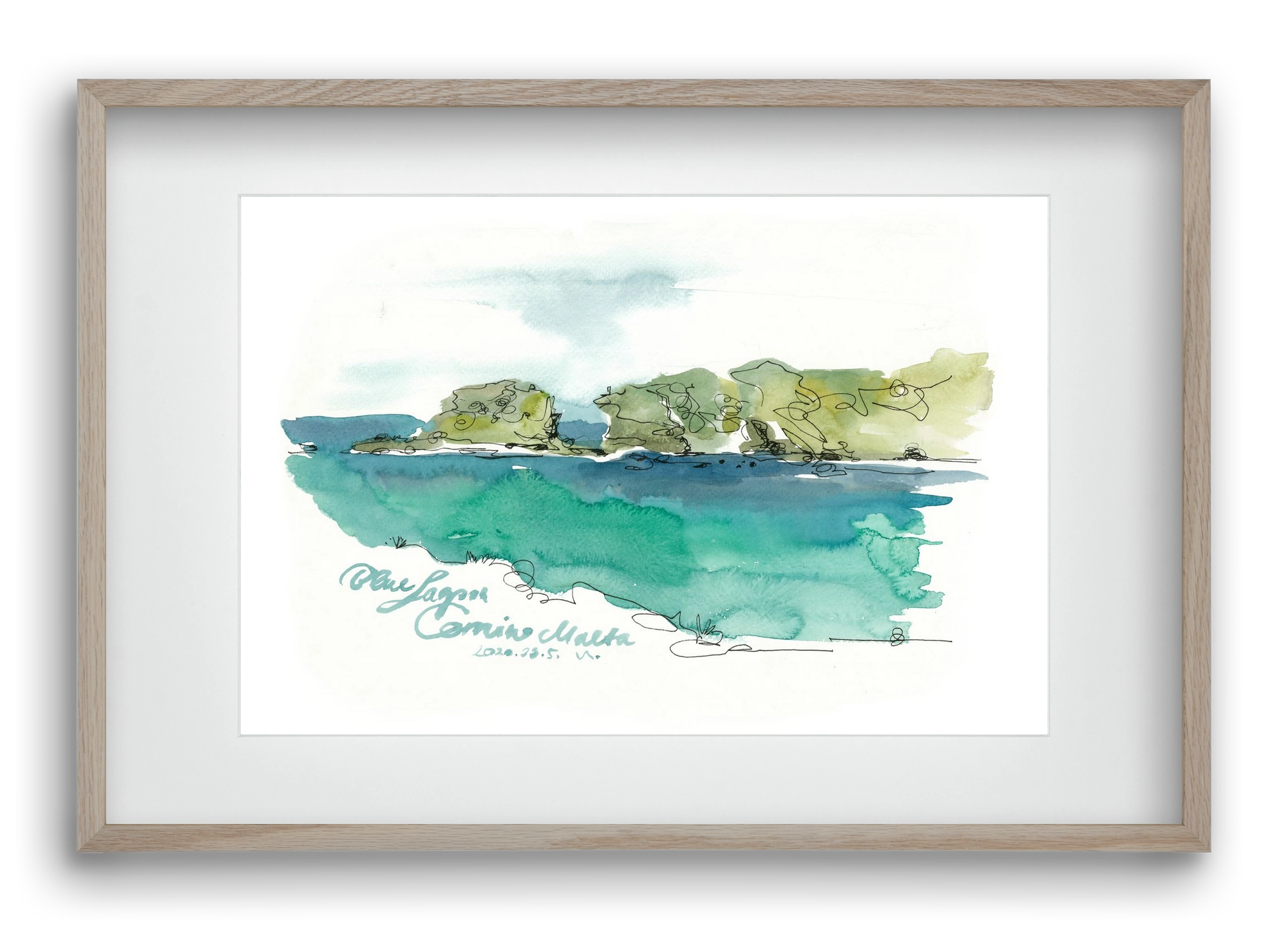 BLUE LAGOON - Comino, Malta - 2020.03.05., 60x40 cm (45x30 cm), Tölgy keret, paszpartuval