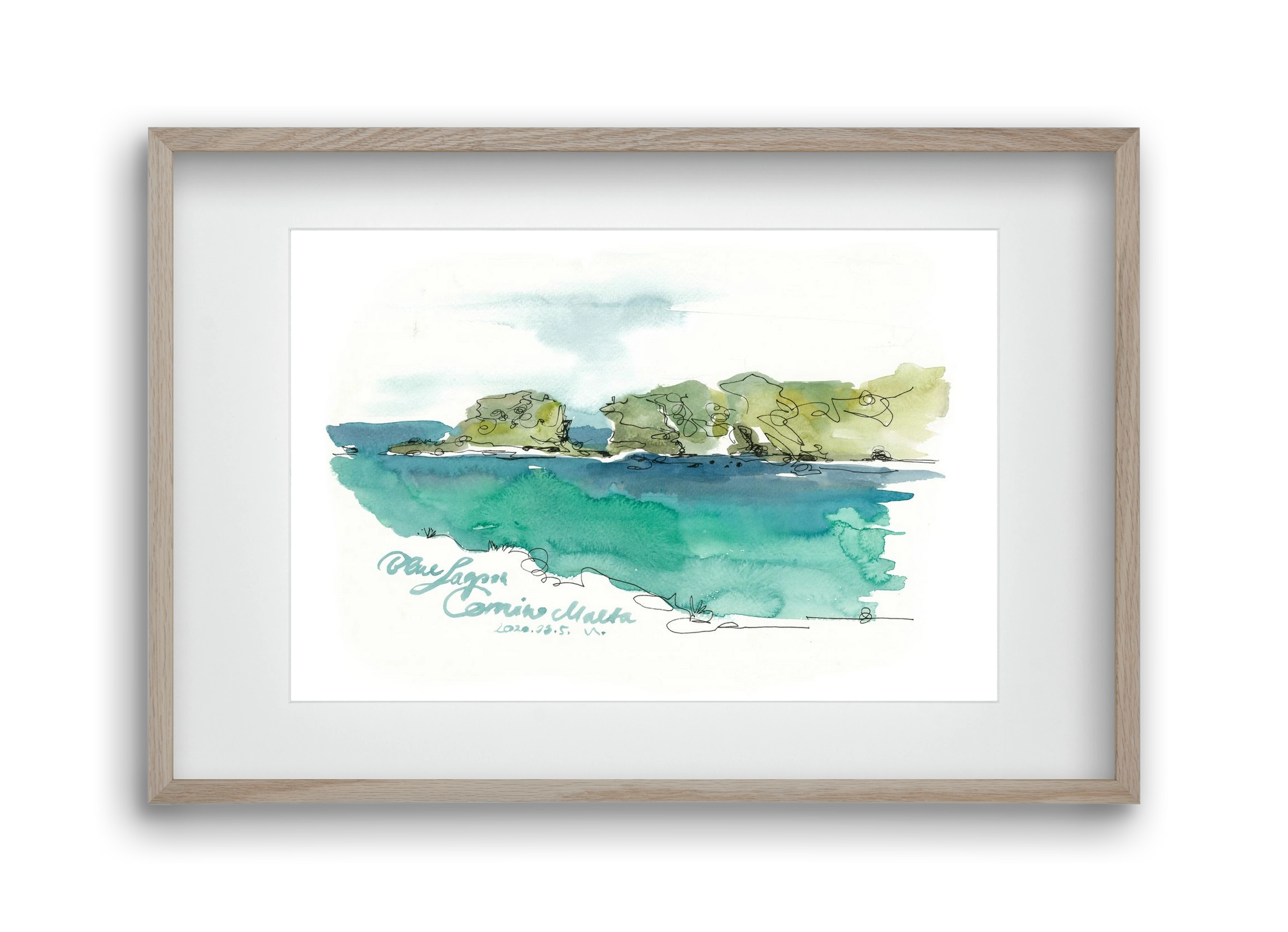 BLUE LAGOON - Comino, Malta - 2020.03.05., 45x30 cm (30x20 cm), Tölgy keret, paszpartuval