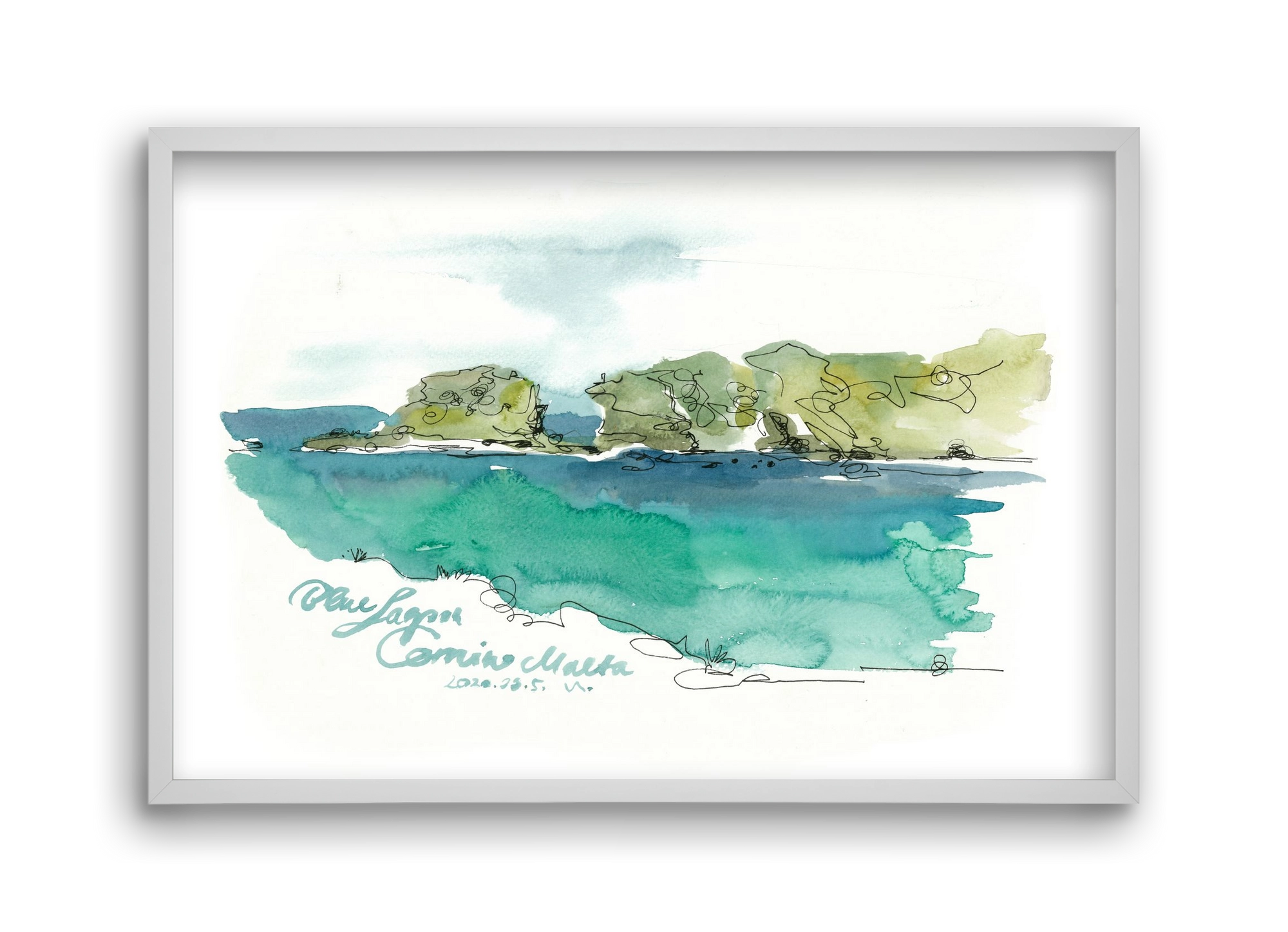 BLUE LAGOON - Comino, Malta - 2020.03.05., 45x30 cm (45x30 cm), Fehér keret