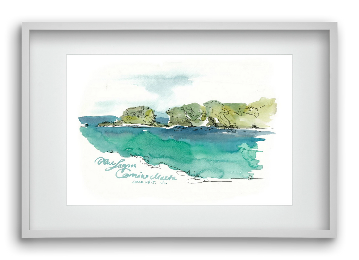 BLUE LAGOON - Comino, Malta - 2020.03.05., 60x40 cm (45x30 cm), Fehér keret, paszpartuval