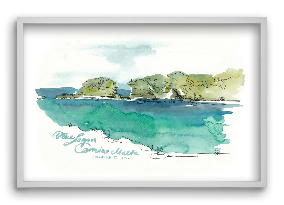 BLUE LAGOON - Comino, Malta - 2020.03.05., 60x40 cm (60x40 cm), Fehér keret