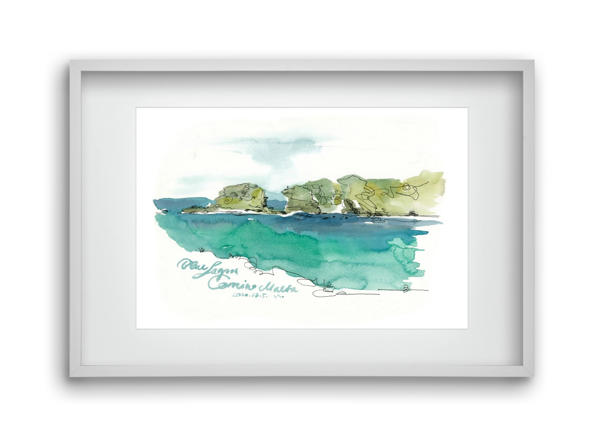 BLUE LAGOON - Comino, Malta - 2020.03.05., 45x30 cm (30x20 cm), Fehér keret, paszpartuval
