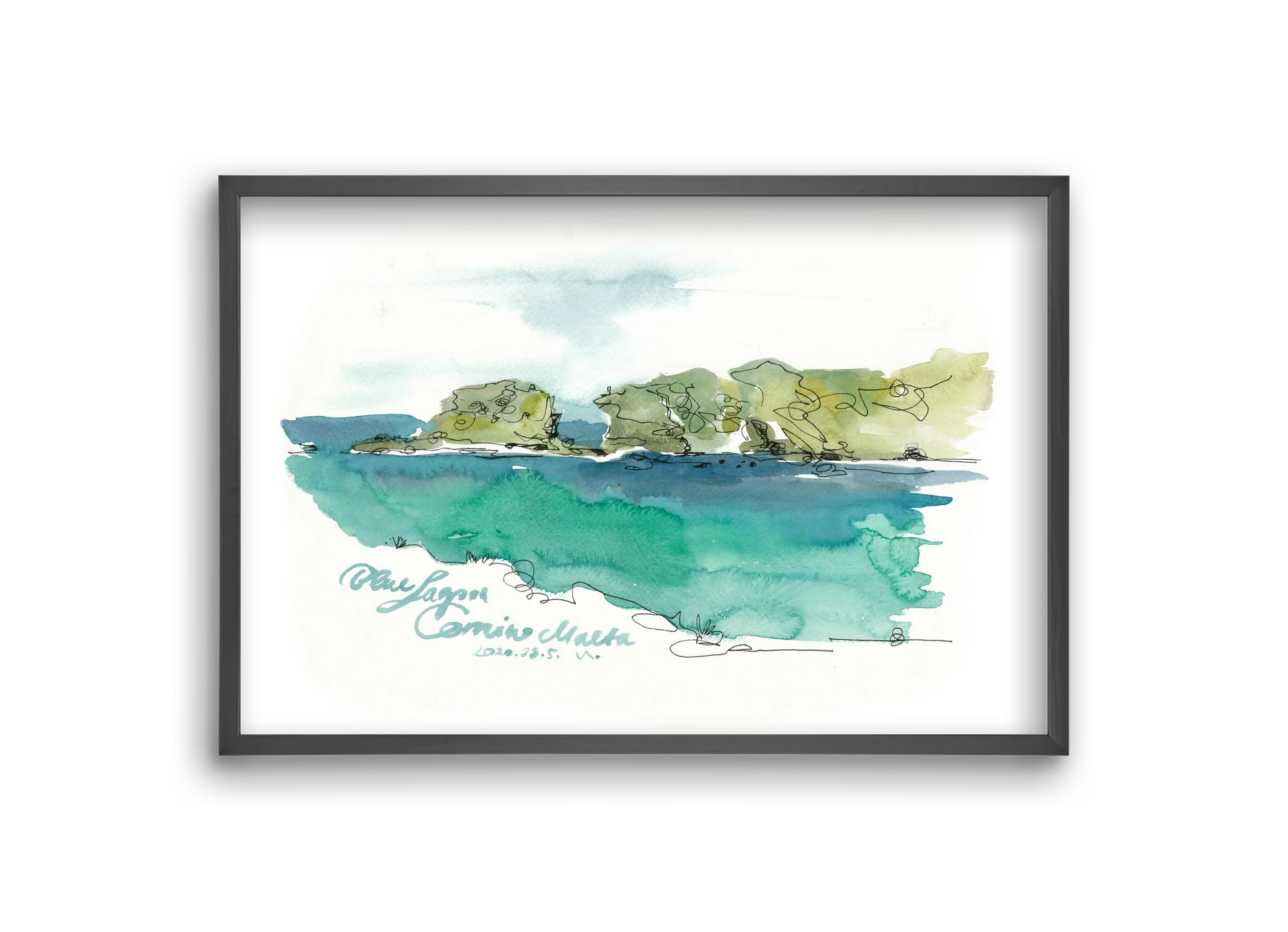 BLUE LAGOON - Comino, Malta - 2020.03.05., 30x20 cm (30x20 cm), Fekete keret