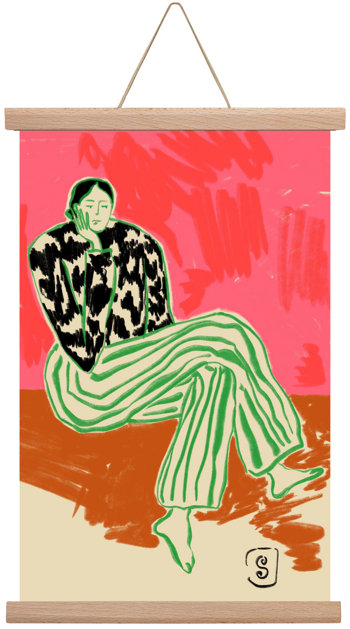 CALM WOMAN PORTRAIT, 30x45 cm (30x45 cm), Tölgy akasztó