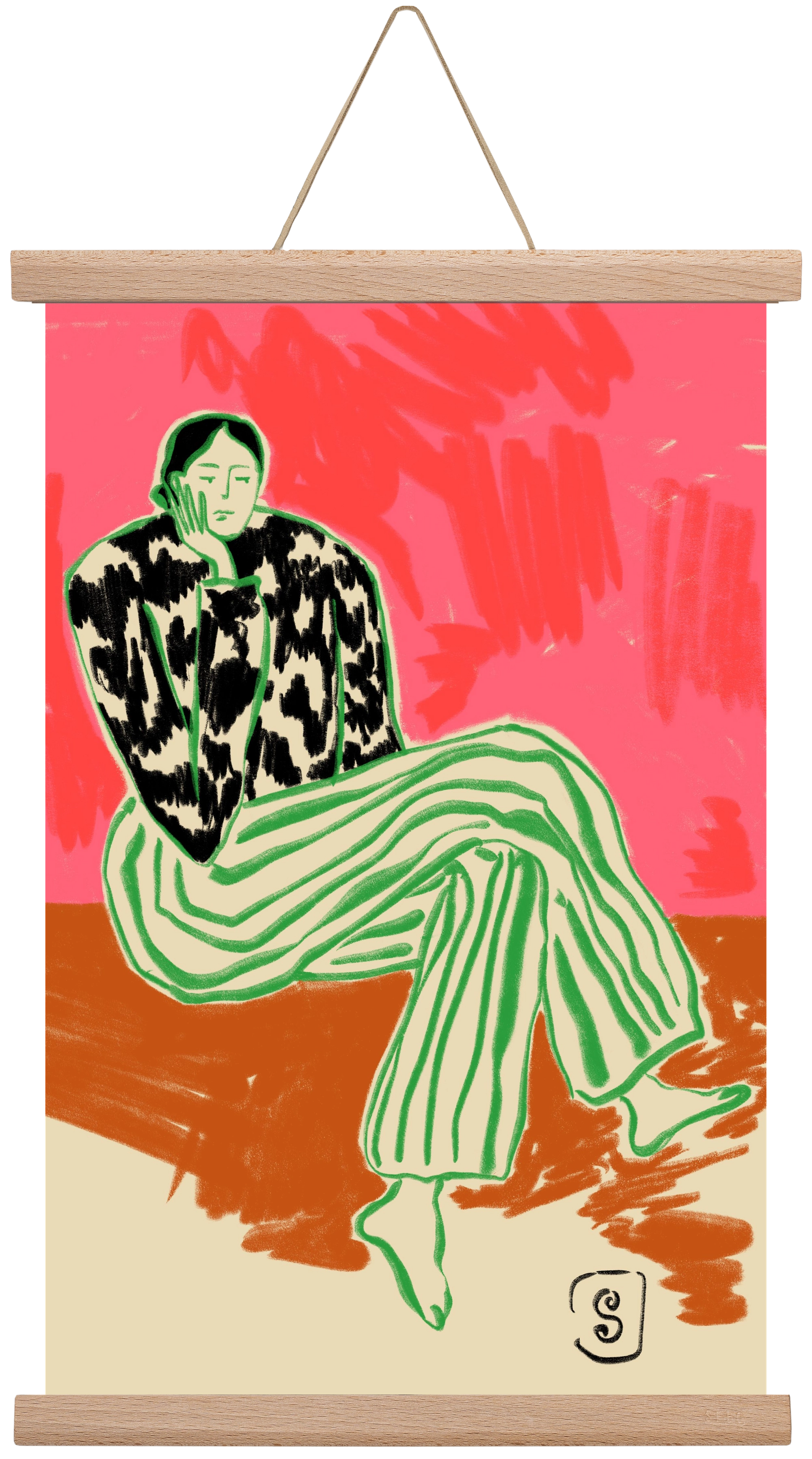 CALM WOMAN PORTRAIT, 30x45 cm (30x45 cm), Tölgy akasztó