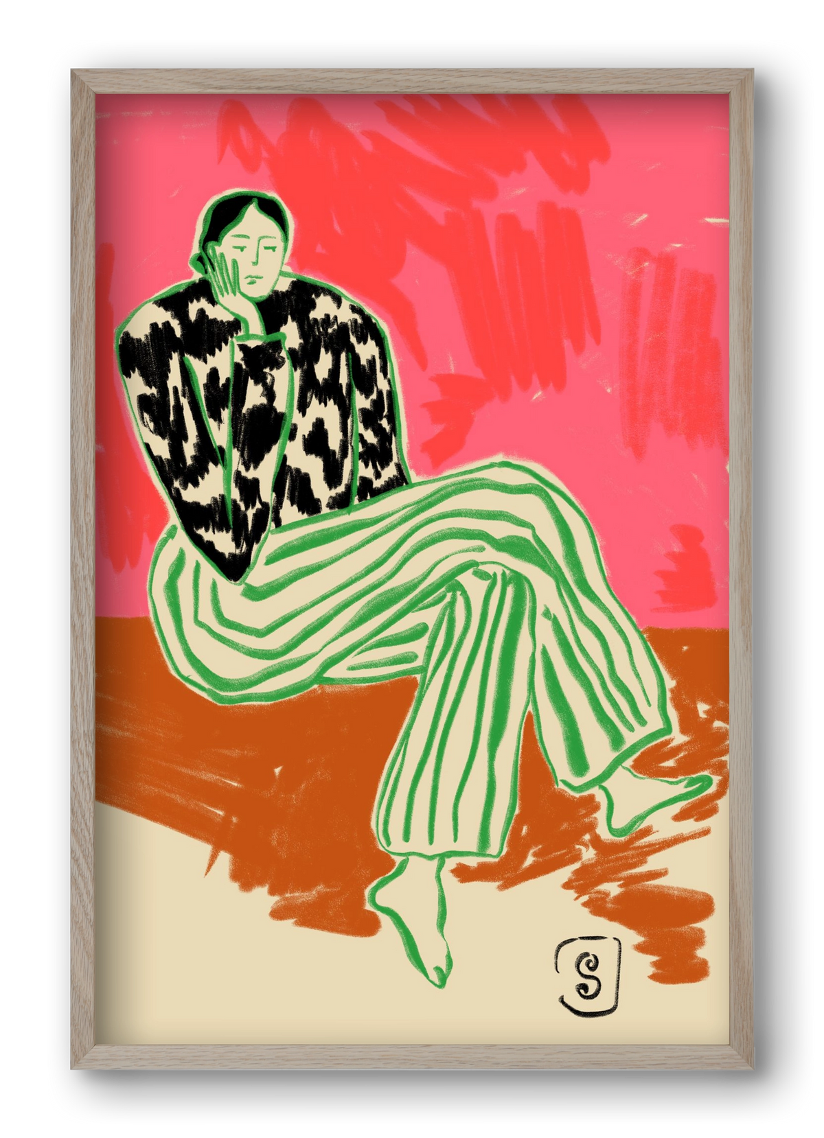 CALM WOMAN PORTRAIT, 40x60 cm (40x60 cm), Tölgy keret