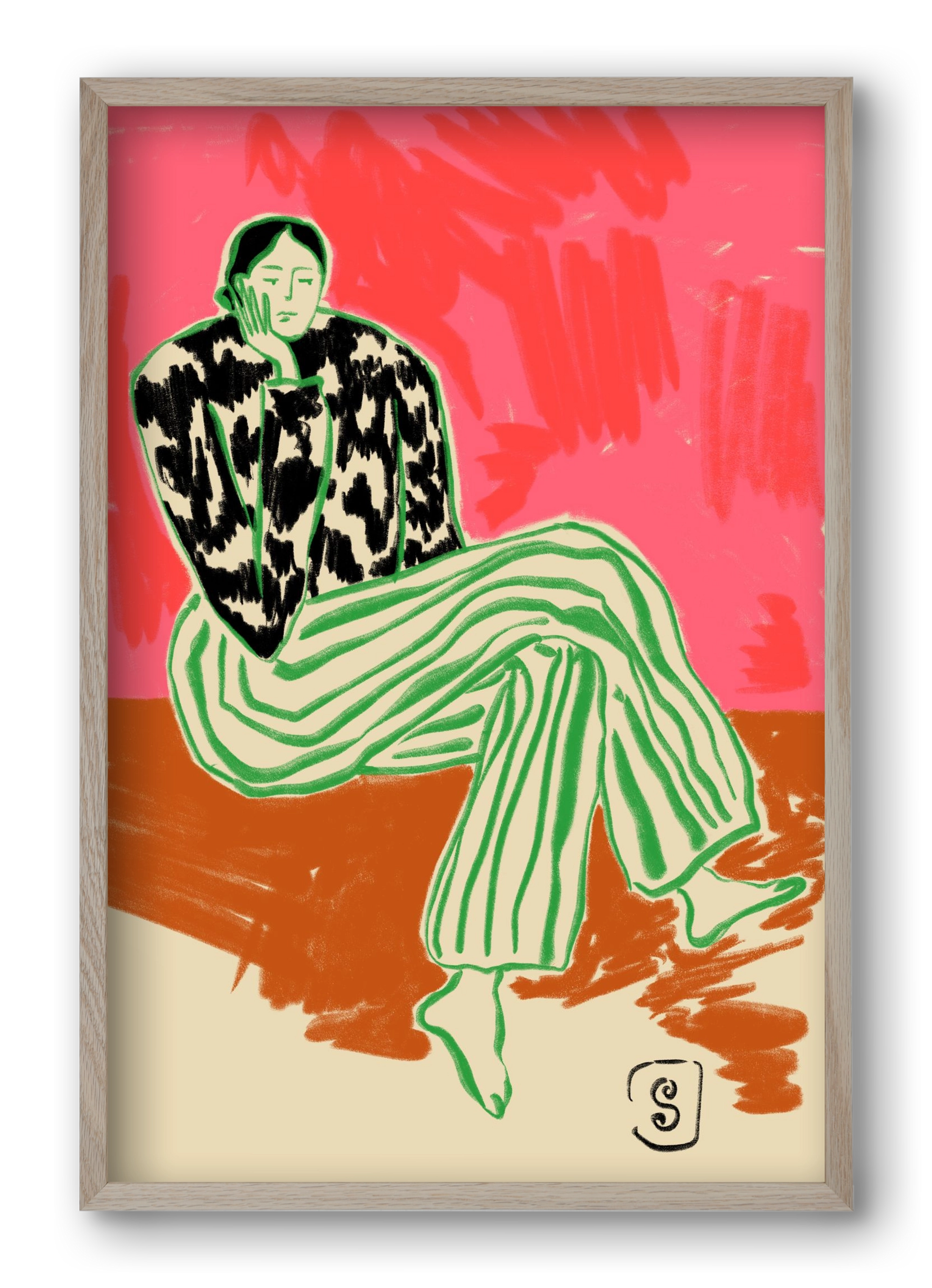 CALM WOMAN PORTRAIT, 40x60 cm (40x60 cm), Tölgy keret