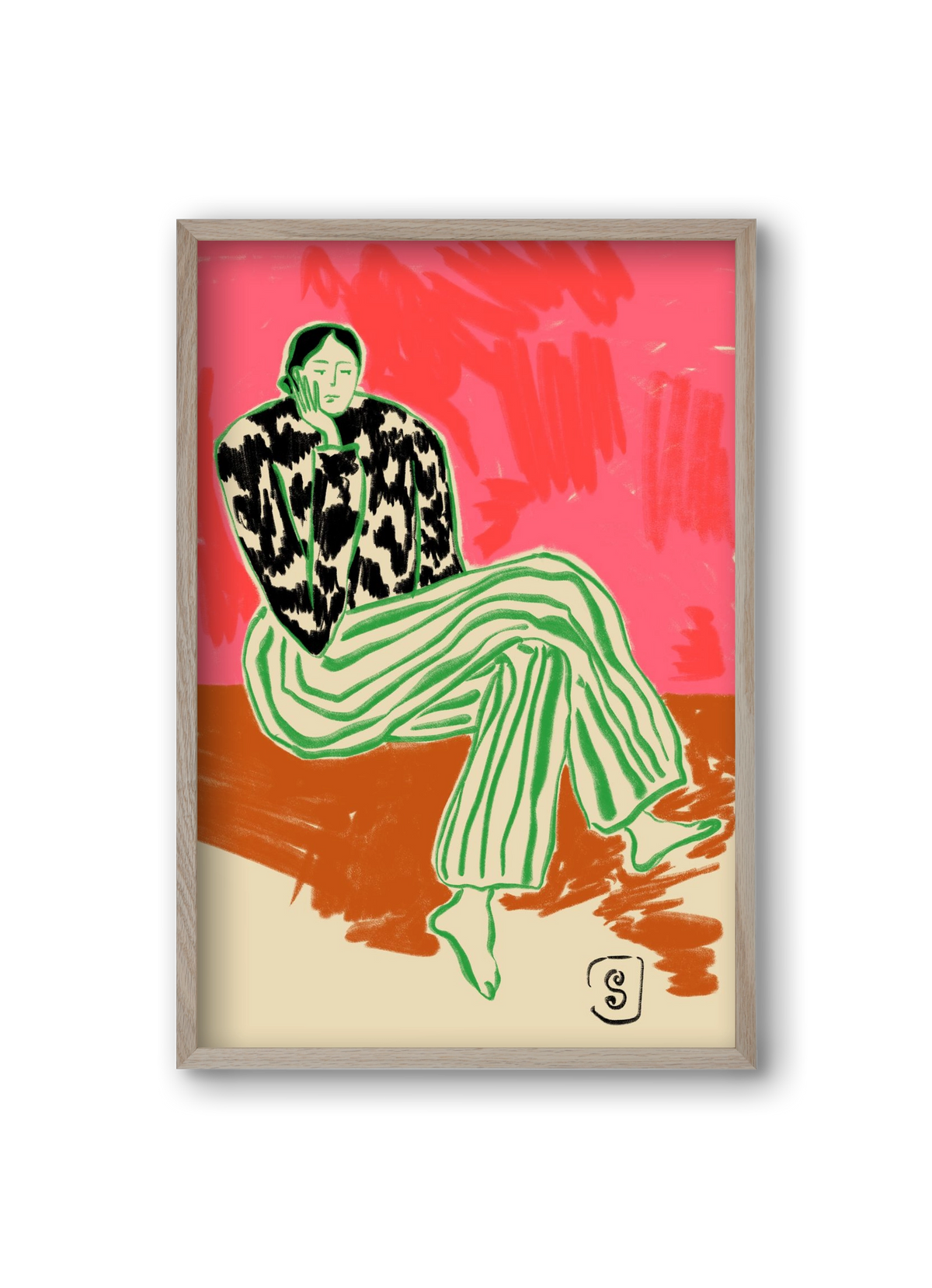 CALM WOMAN PORTRAIT, 20x30 cm (20x30 cm), Tölgy keret