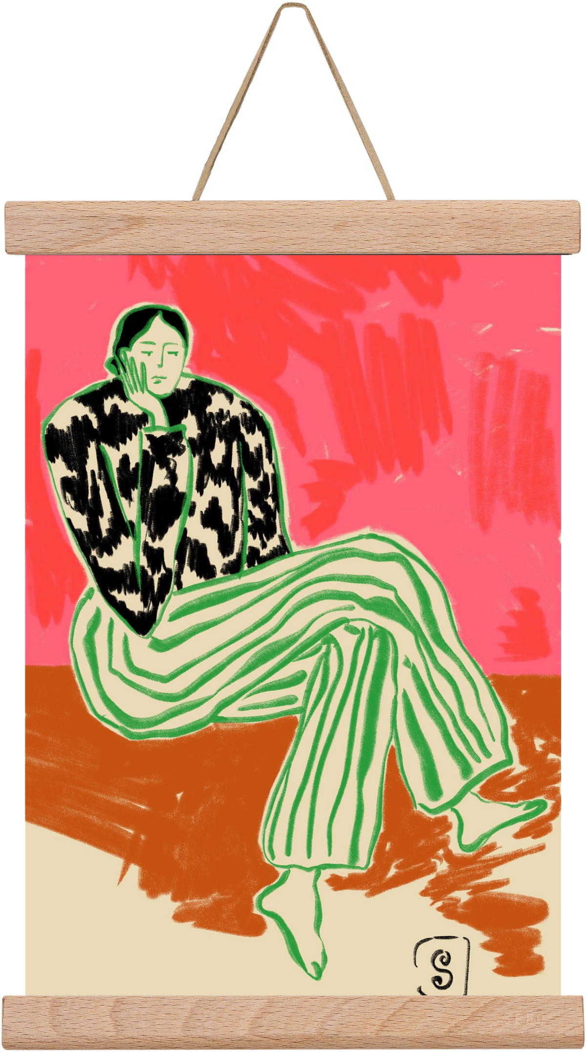 CALM WOMAN PORTRAIT, 20x30 cm (20x30 cm), Tölgy akasztó