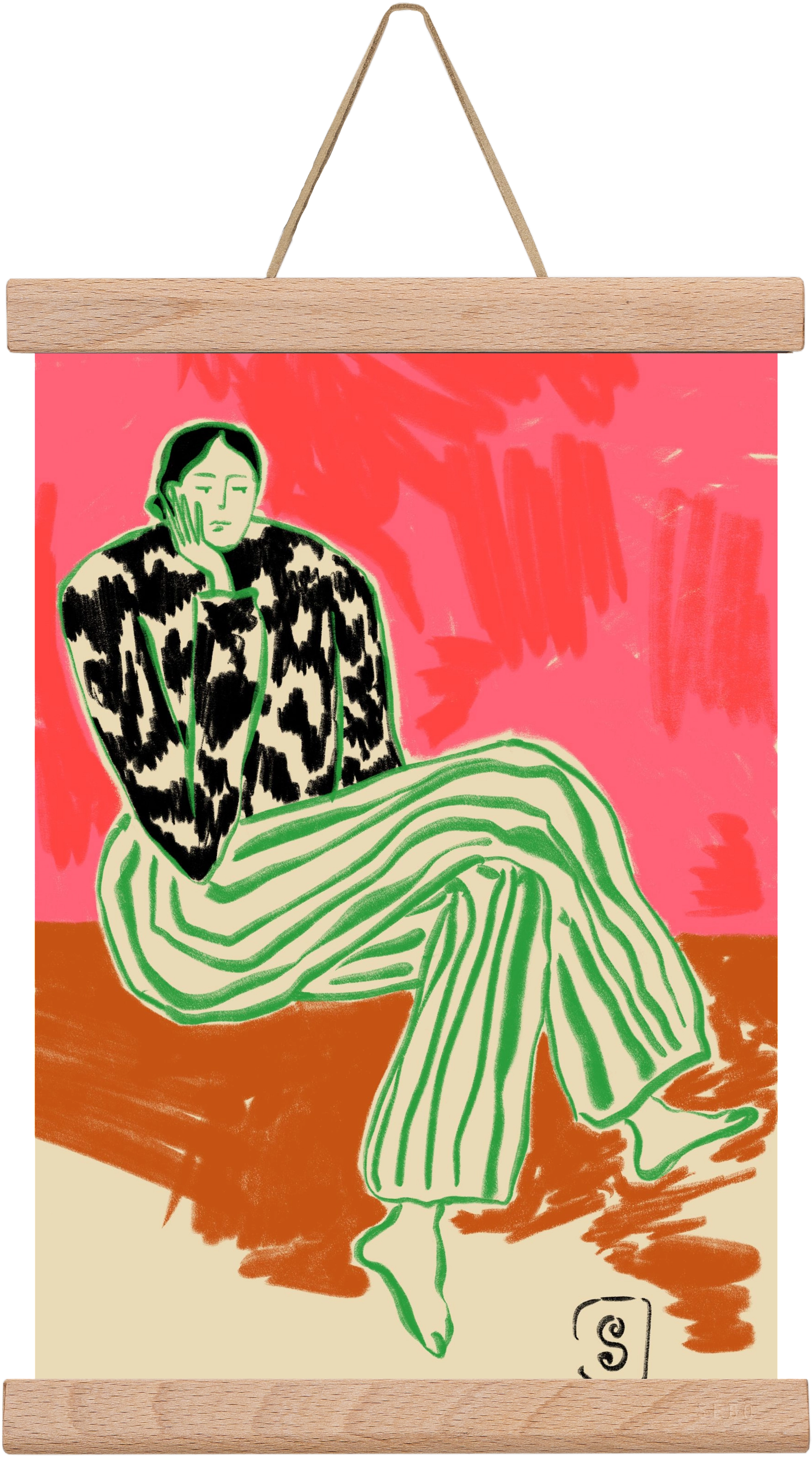 CALM WOMAN PORTRAIT, 20x30 cm (20x30 cm), Tölgy akasztó