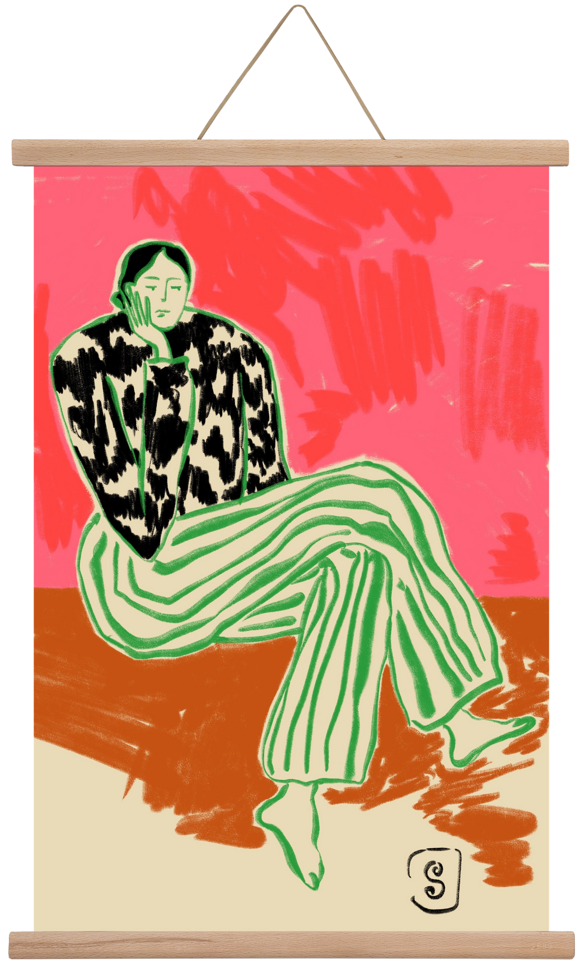 CALM WOMAN PORTRAIT, 40x60 cm (40x60 cm), Tölgy akasztó