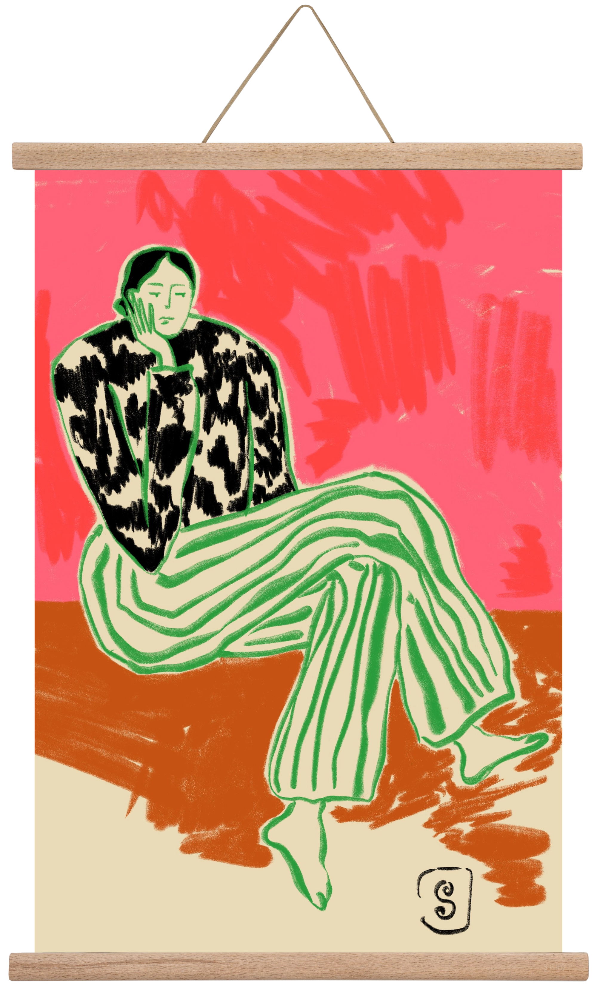 CALM WOMAN PORTRAIT, 40x60 cm (40x60 cm), Tölgy akasztó