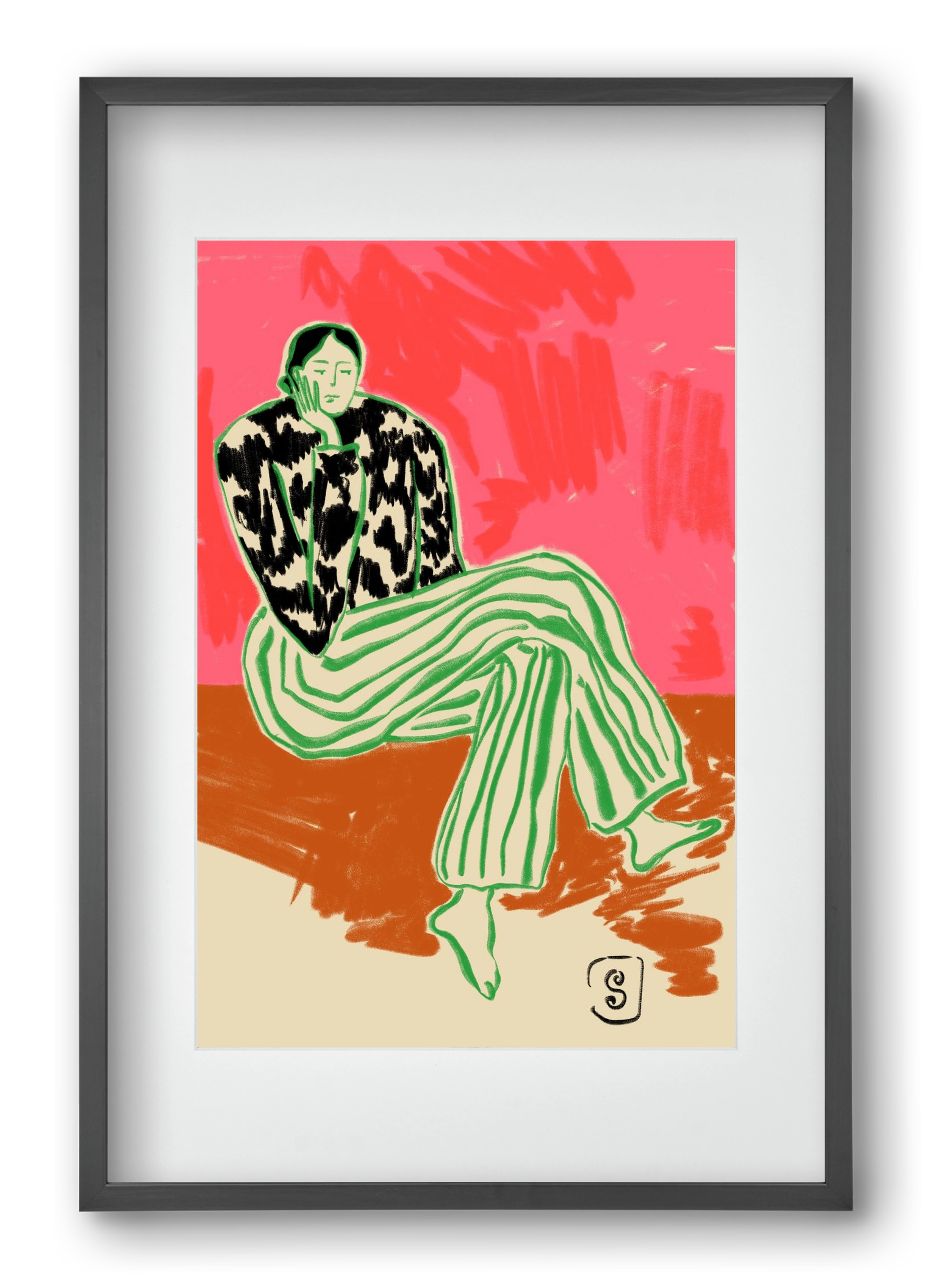 CALM WOMAN PORTRAIT, 40x60 cm (30x45 cm), Fekete keret, paszpartuval