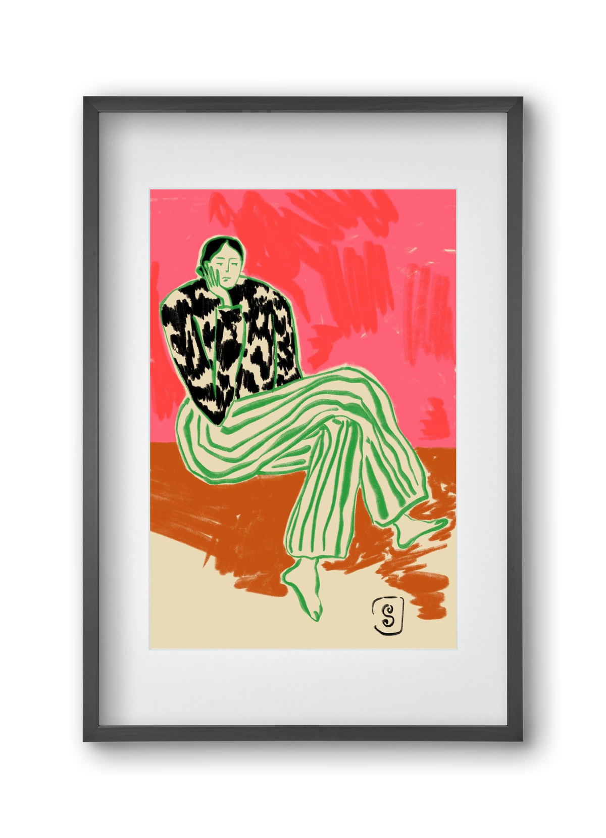 CALM WOMAN PORTRAIT, 30x45 cm (20x30 cm), Fekete keret, paszpartuval