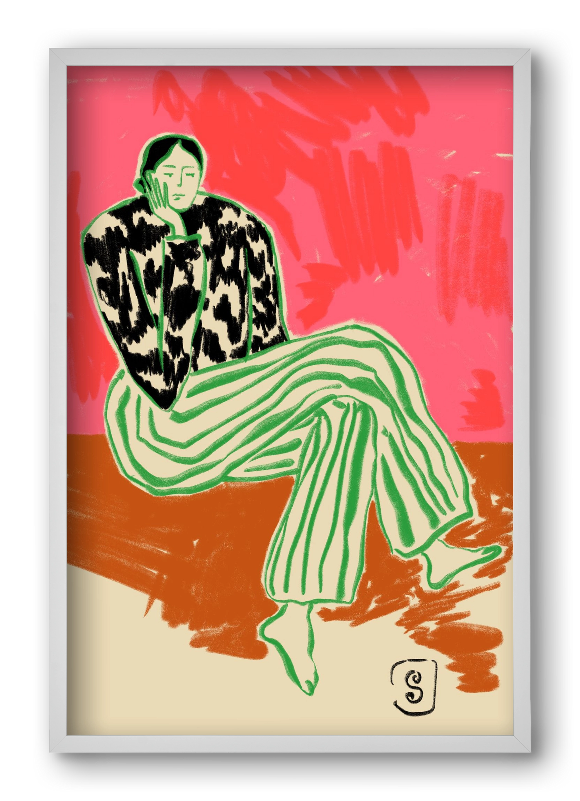 CALM WOMAN PORTRAIT, 40x60 cm (40x60 cm), Fehér keret