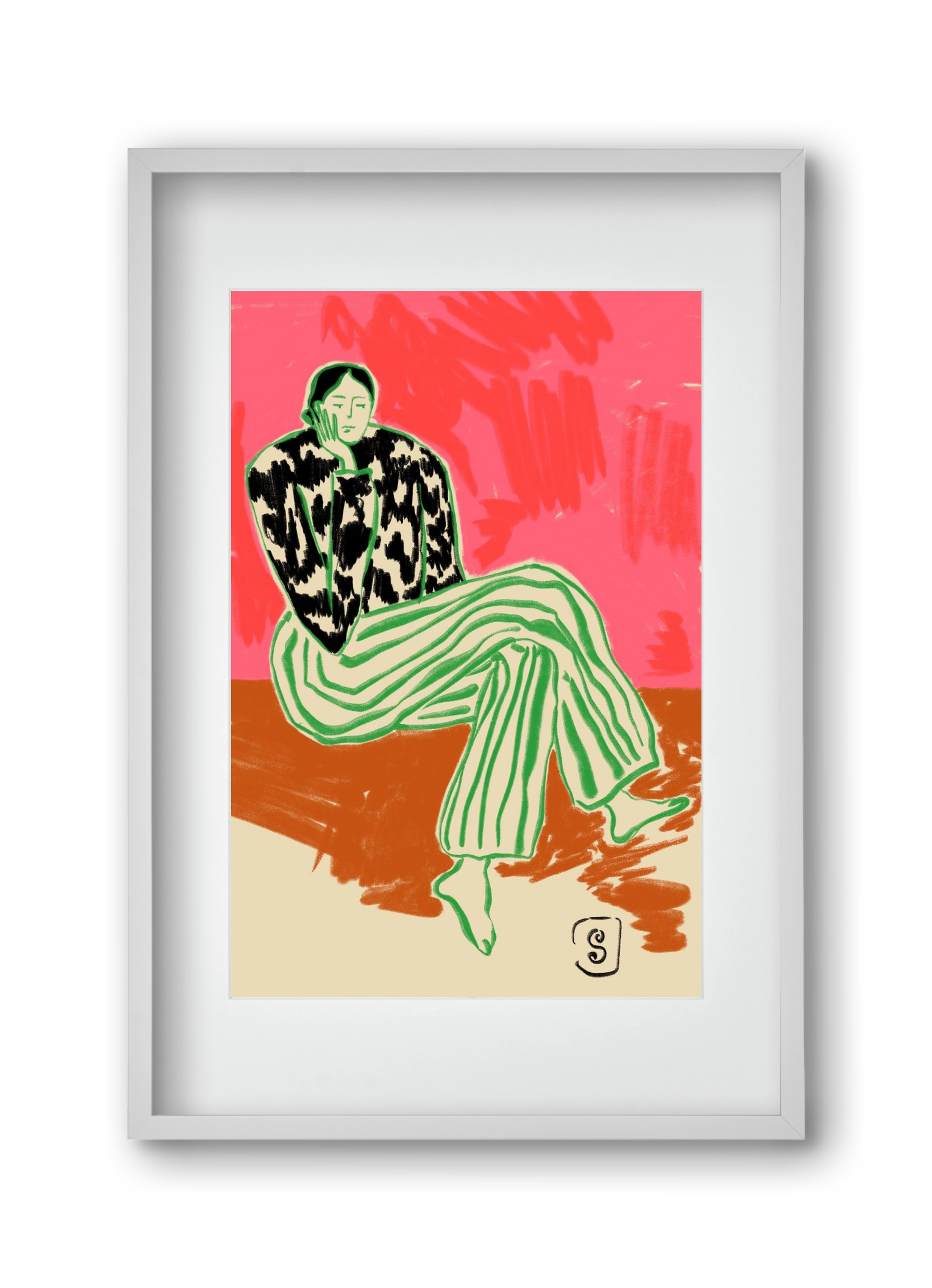 CALM WOMAN PORTRAIT, 30x45 cm (20x30 cm), Fehér keret, paszpartuval