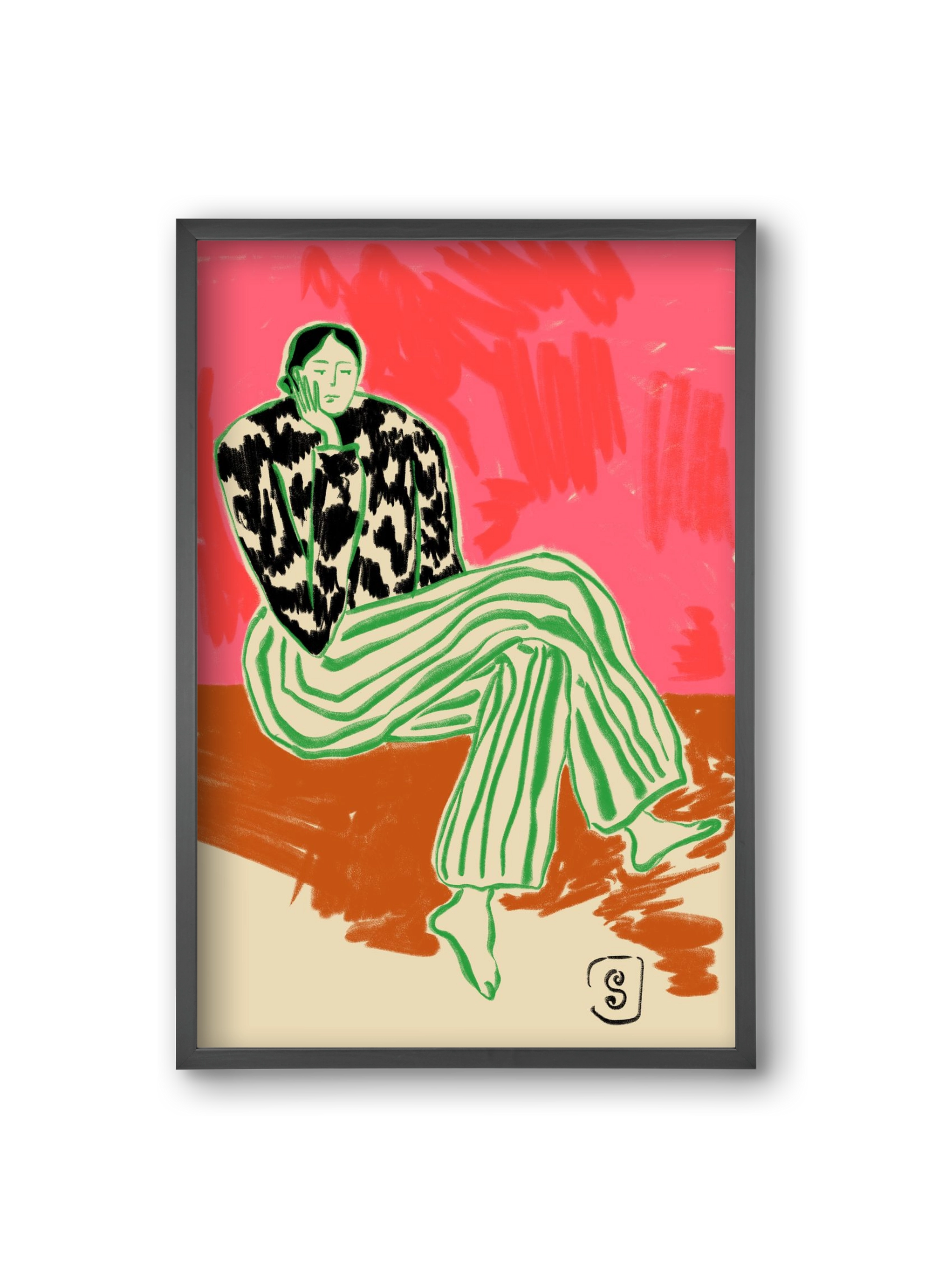 CALM WOMAN PORTRAIT, 20x30 cm (20x30 cm), Fekete keret