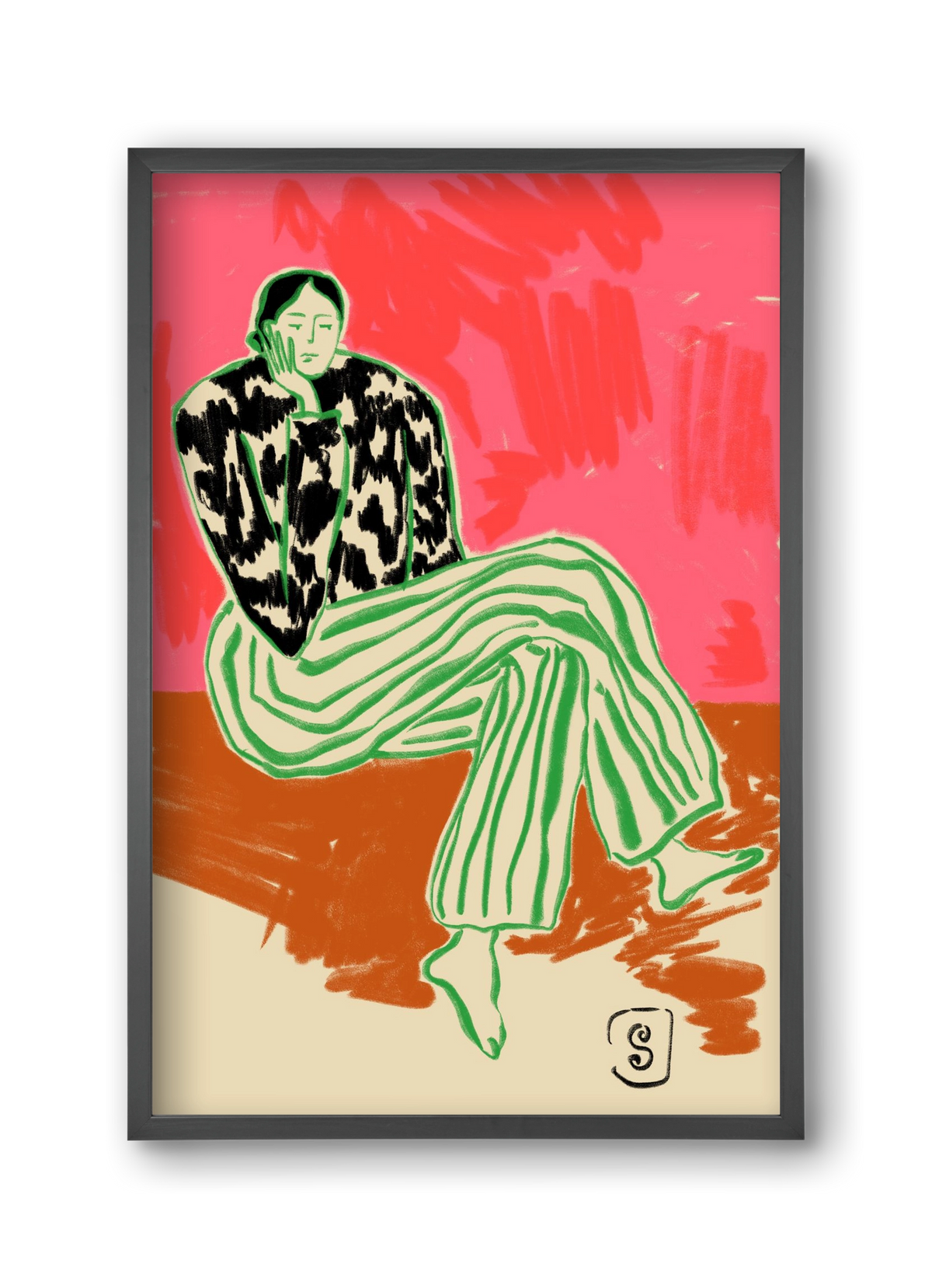 CALM WOMAN PORTRAIT, 30x45 cm (30x45 cm), Fekete keret