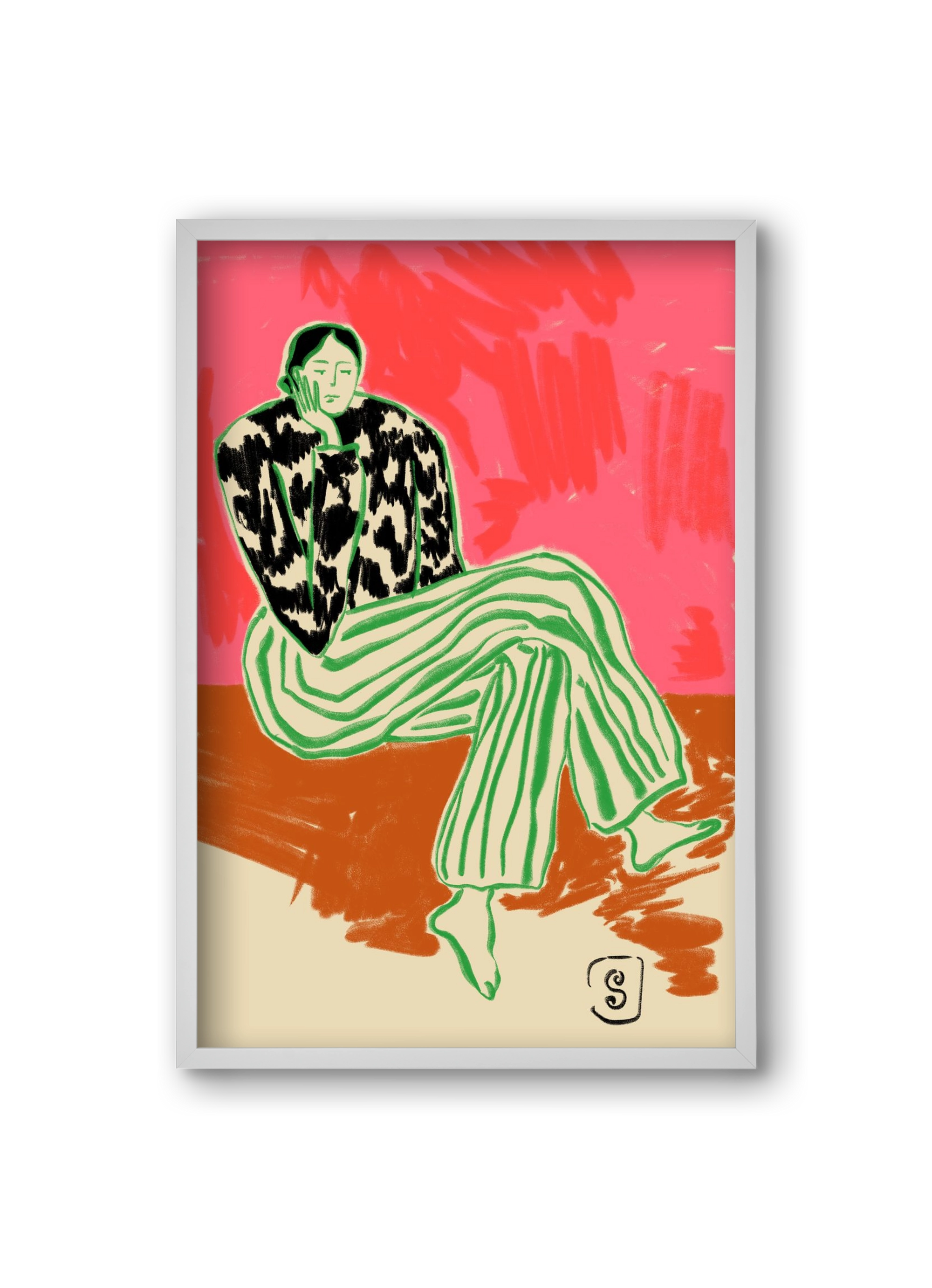 CALM WOMAN PORTRAIT, 20x30 cm (20x30 cm), Fehér keret