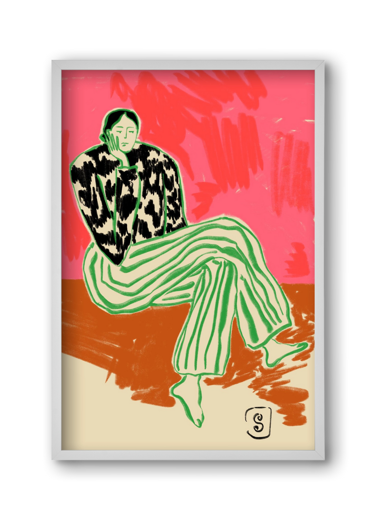 CALM WOMAN PORTRAIT, 30x45 cm (30x45 cm), Fehér keret